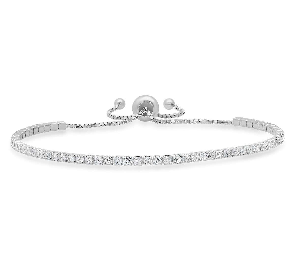 Diamonique Petite Adjustable Bracelet, SterlingSilver