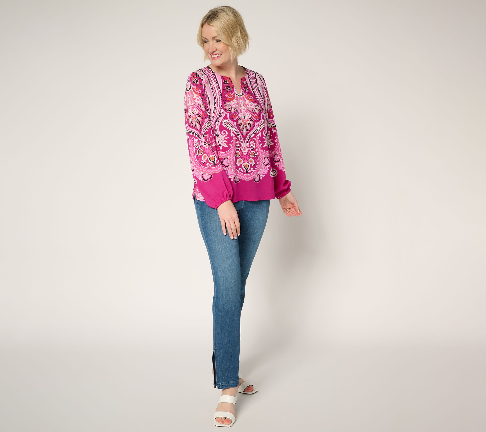 Belle by Kim Gravel Spicy Medallion Print Blouse