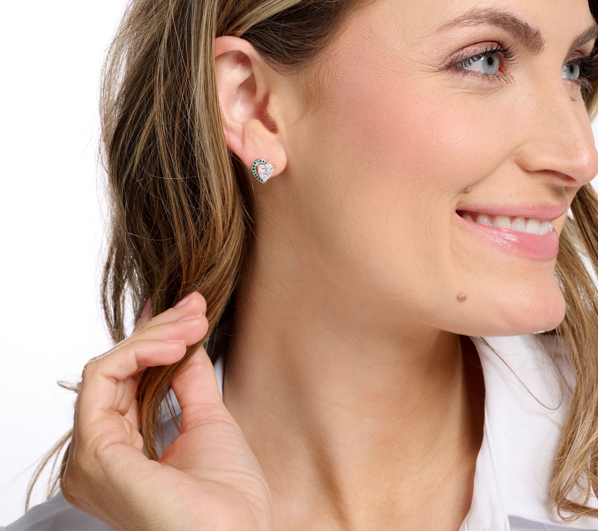 Diamonique x Kathy Levine Love Struck Heart Earrings, Sterling Silver