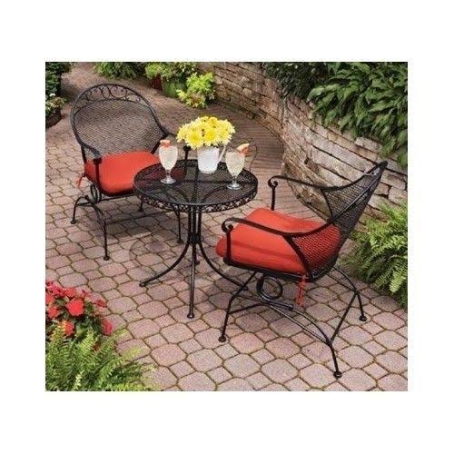 Clayton Court 3-Piece Motion Outdoor Bistro Set, Red, SEATS 2, Black
