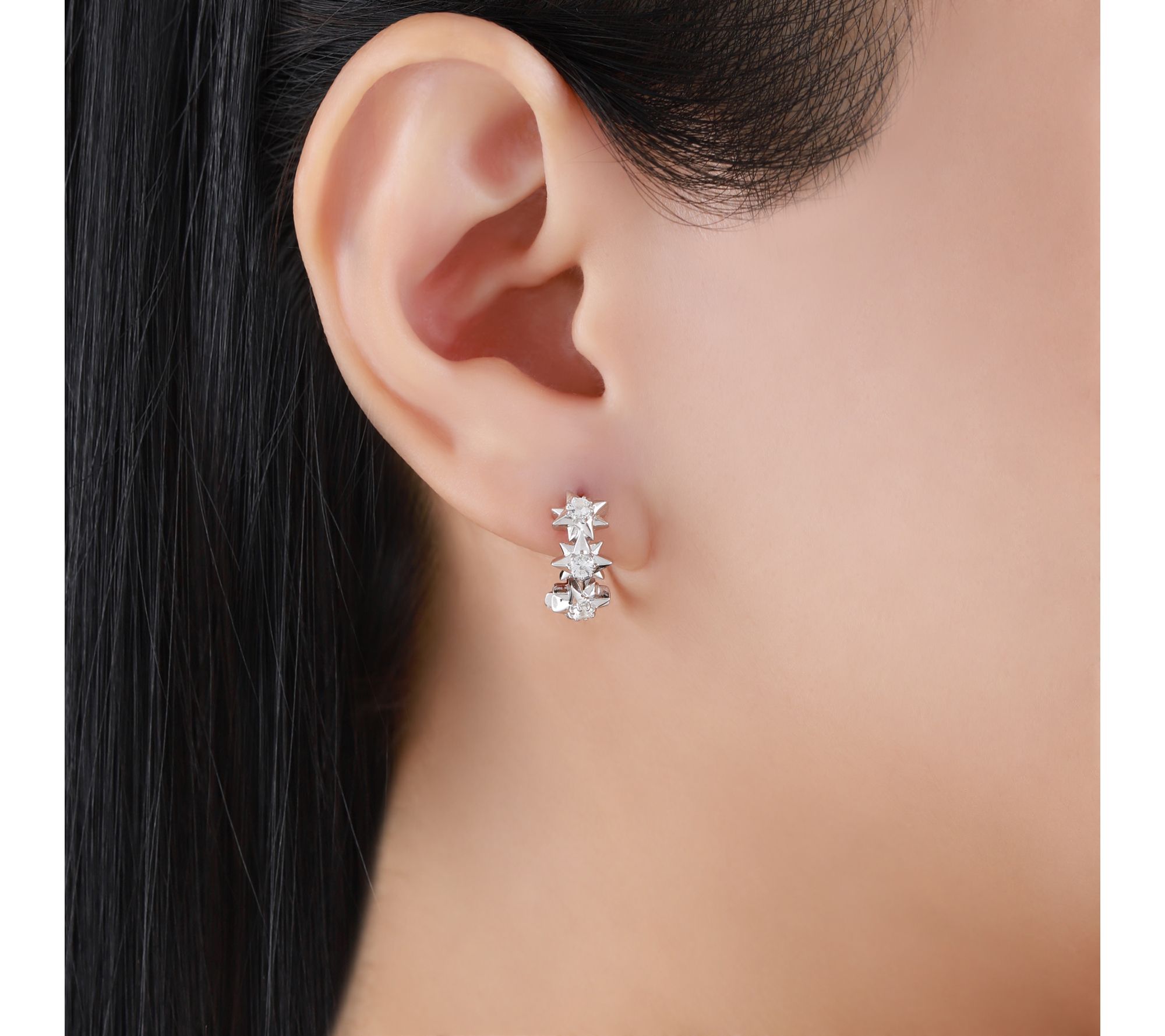 Margo Manhattan Sterling White Topaz StarlightHoop Earrings