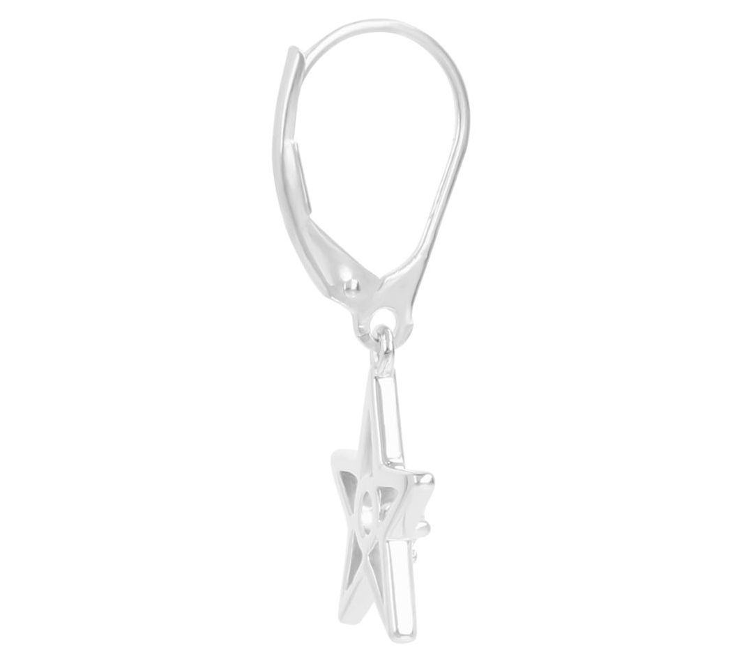 Diamonique Star Dangle Leverback Earrings, Sterling Silver