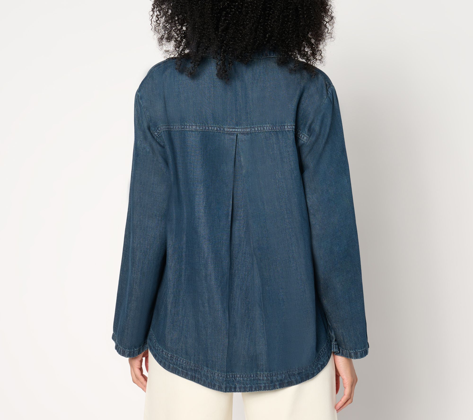 Me by Jennie Garth Eden Drapey Denim Popover Blouse