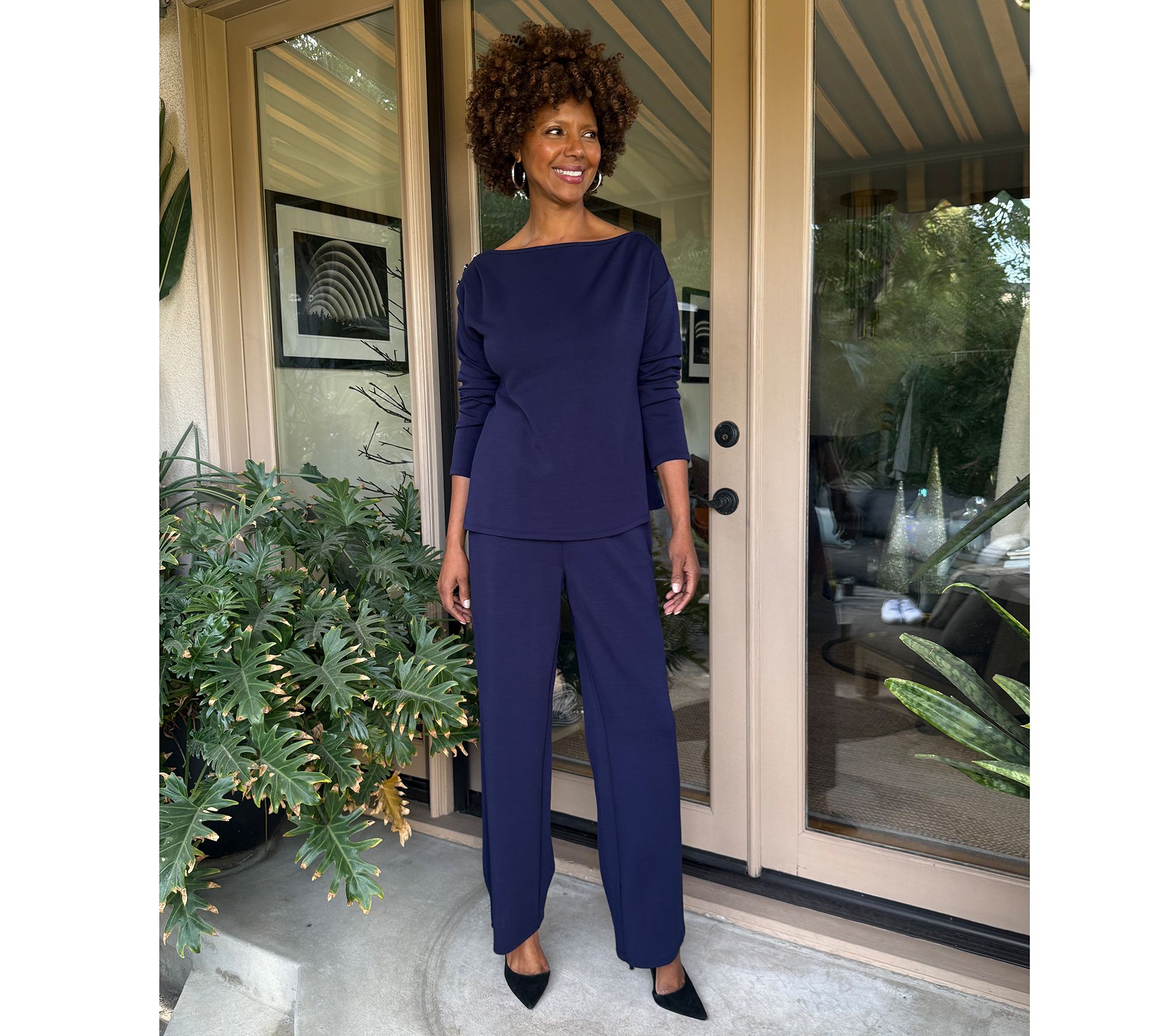 BEAUTIFUL by Lawrence Zarian Petite Pull-On Straight-Leg Pants