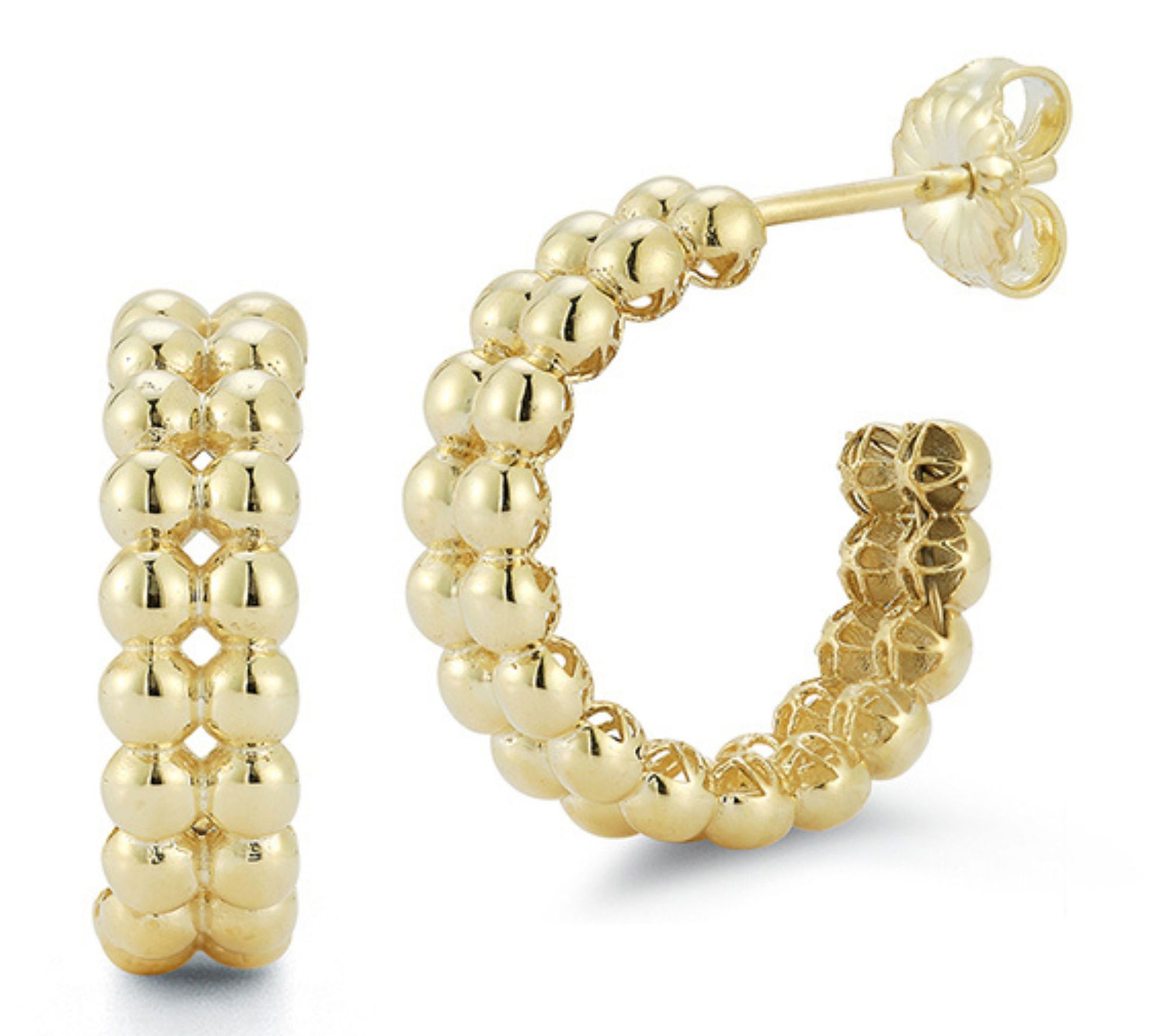 Sterlina Silver Double Beaded Hoop Earrings, Sterling