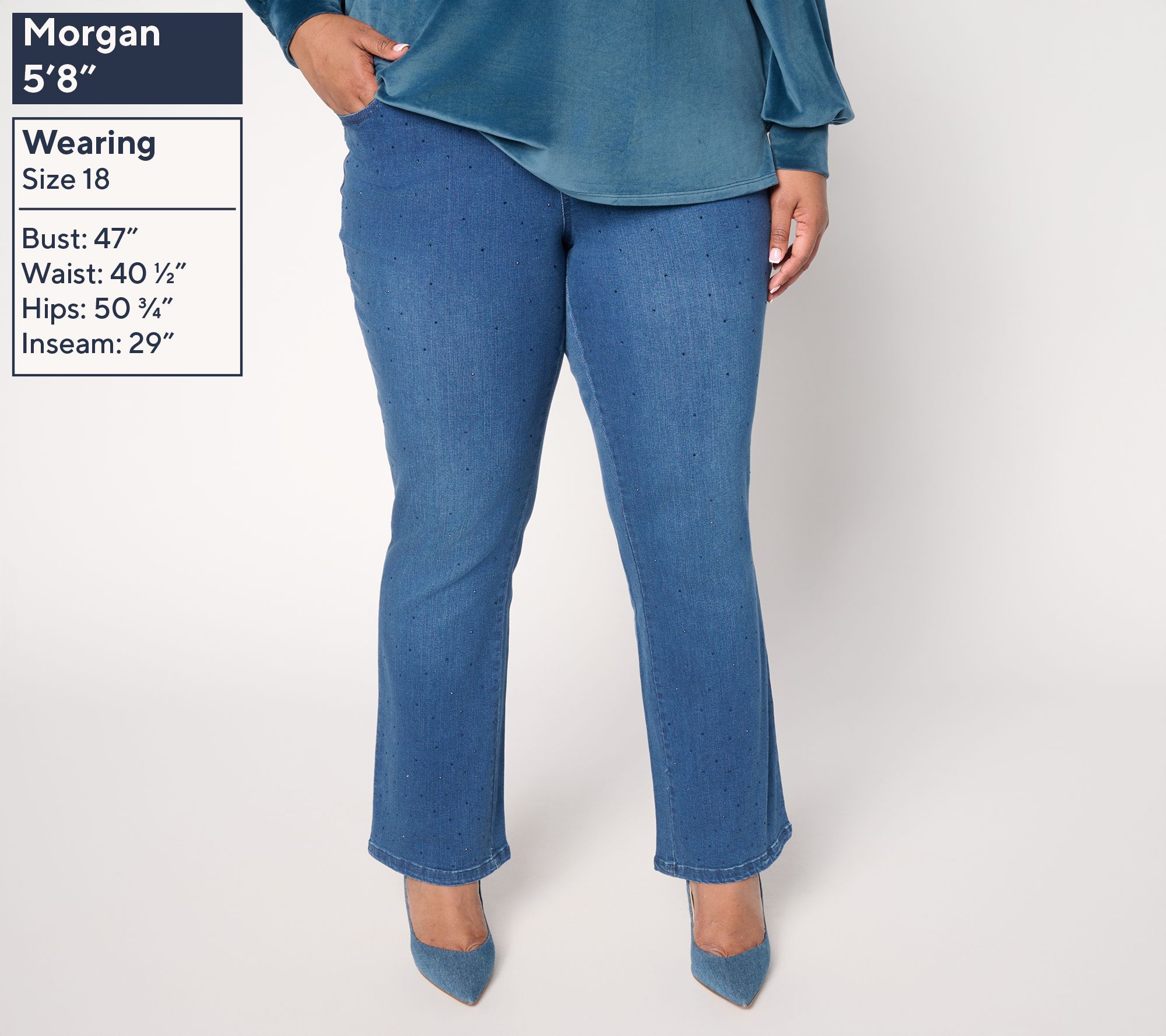 Belle by Kim Gravel Petite TripleLuxeTwill Tonal Twinkle Baby Boot Jean