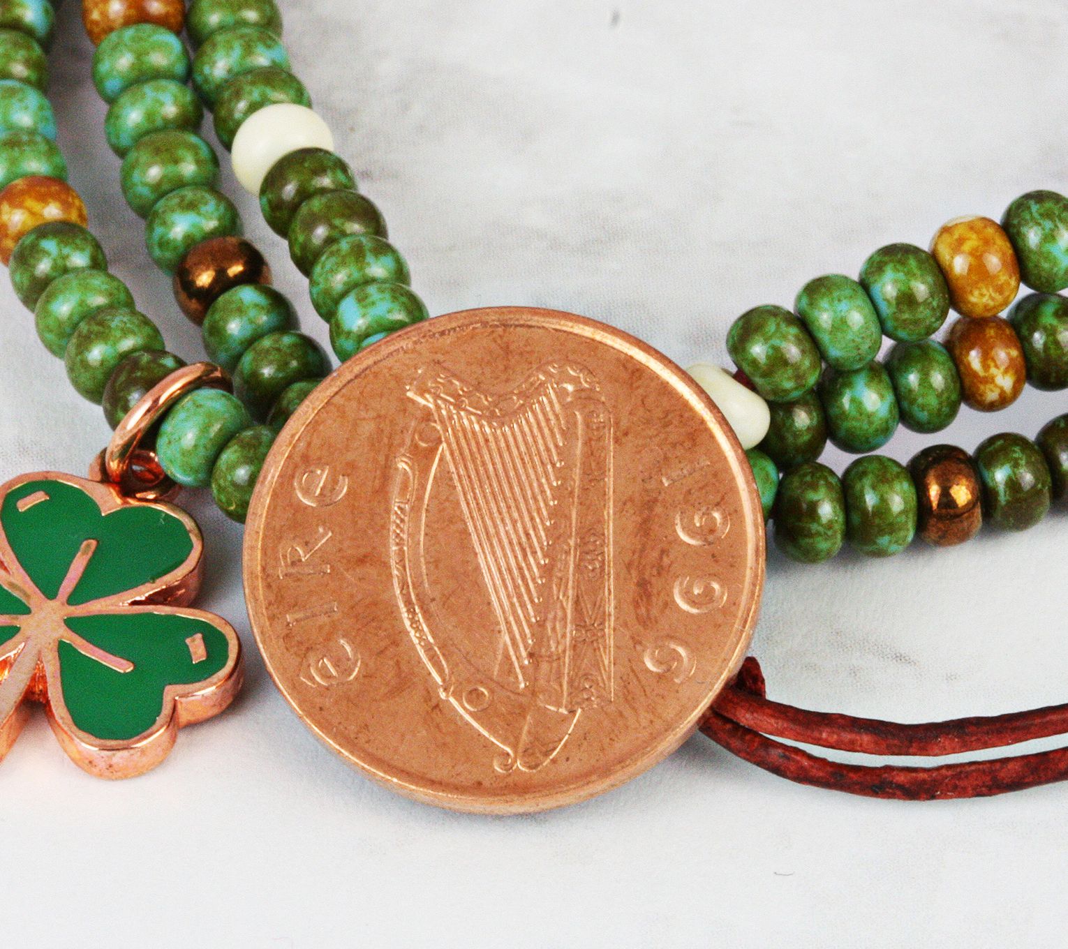 American Coin Treasures Irish Penny Coin Bead Bracelet