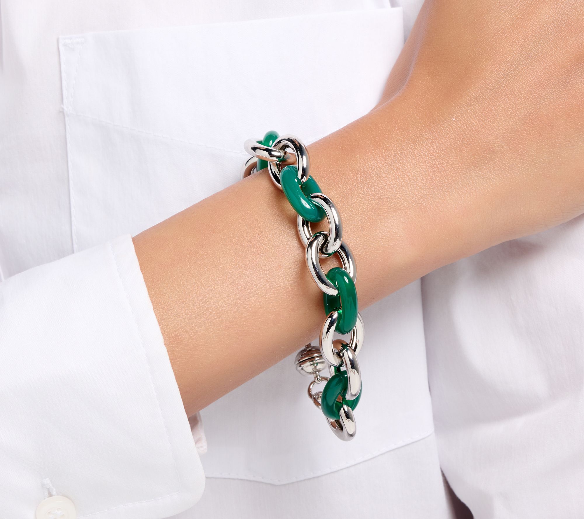 David Markstein Bronze Rolo & Gemstone Magnetic Bracelet, Sterl