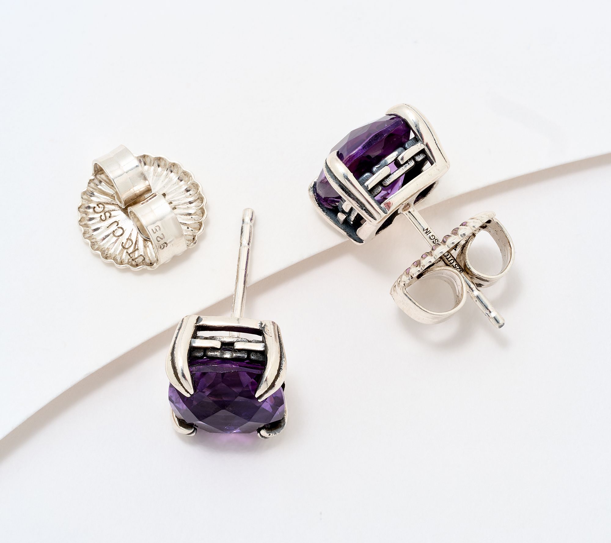 Christian James by Scott Grimes Sterling Silver Cushion Cut Stud Earrings