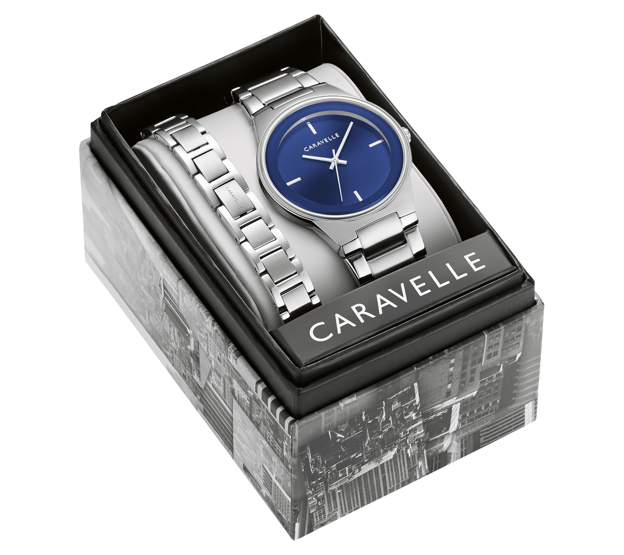 Caravelle by Bulova Men's Stainless Watch & Bracelet Box Set