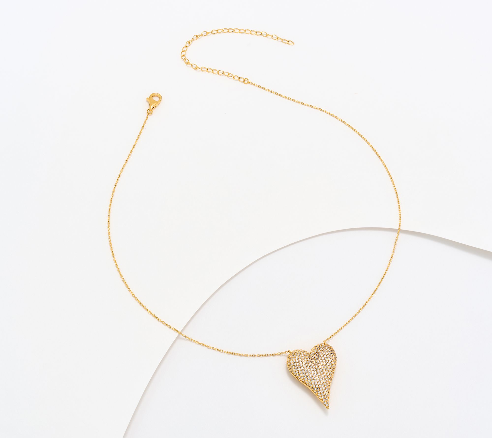 Diamonique x Jennifer Miller Puffy Elongated Heart Necklace, Sterling Silver