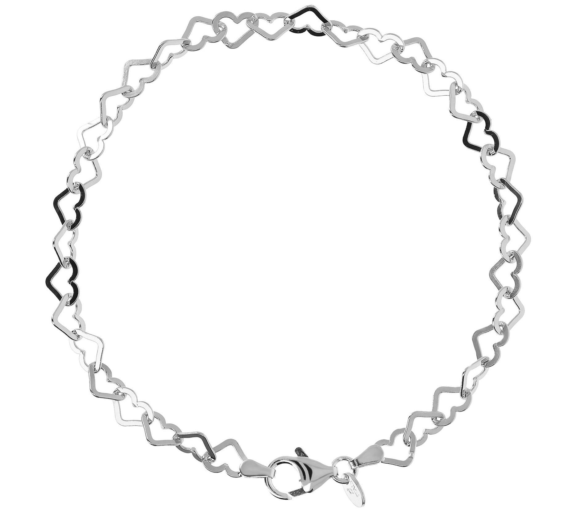 Bronzo Italia Polished Silvertone Open Heart Ale Bracelet