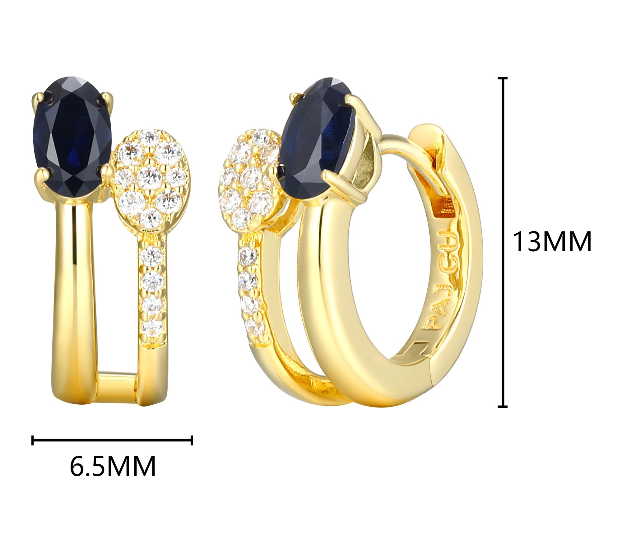 LuxLab Gemstone & Diamond Double Hoop Earrings, 18K Plated