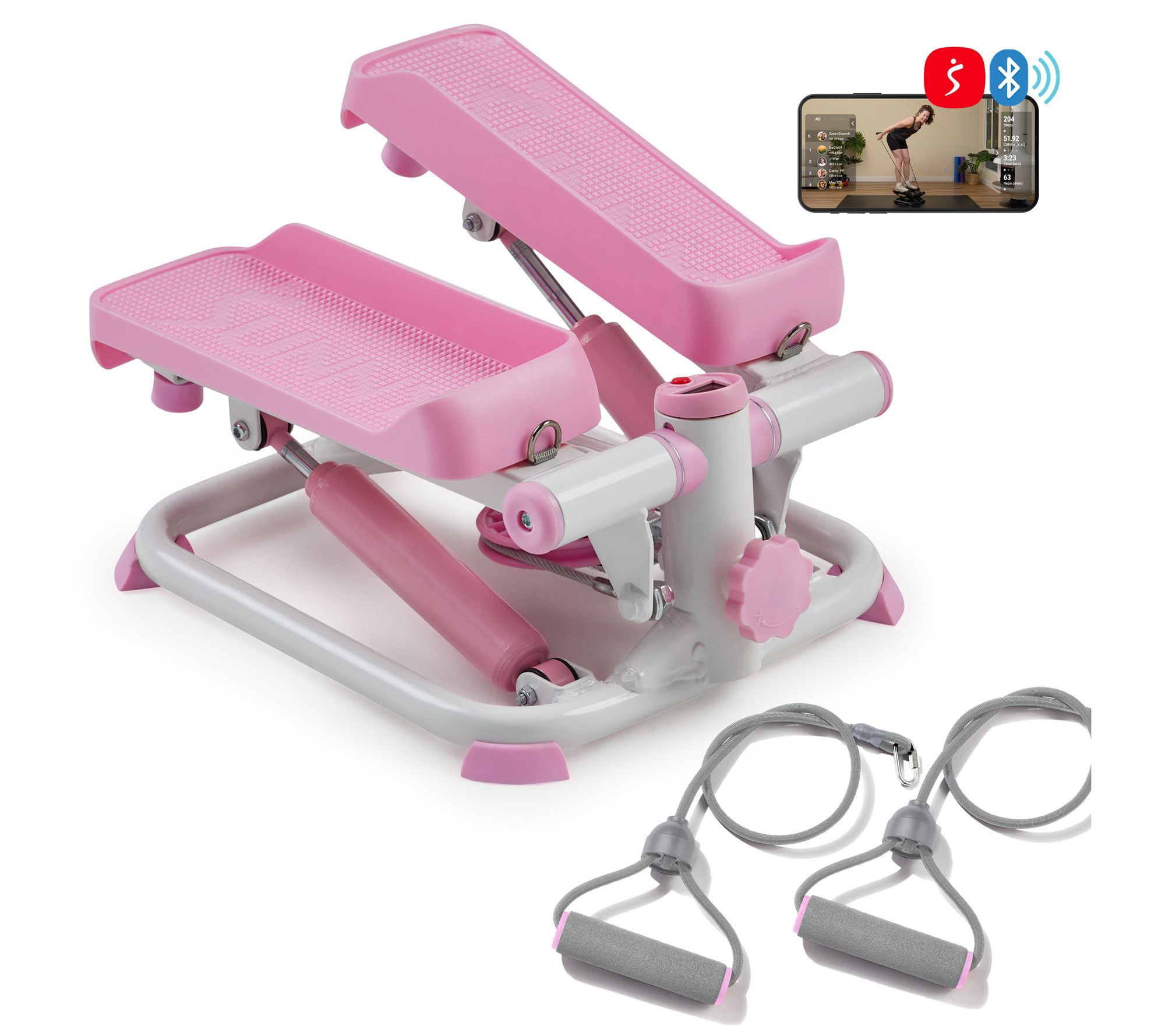 Sunny Pink Smart Mini Steppers w/ Resistance Band