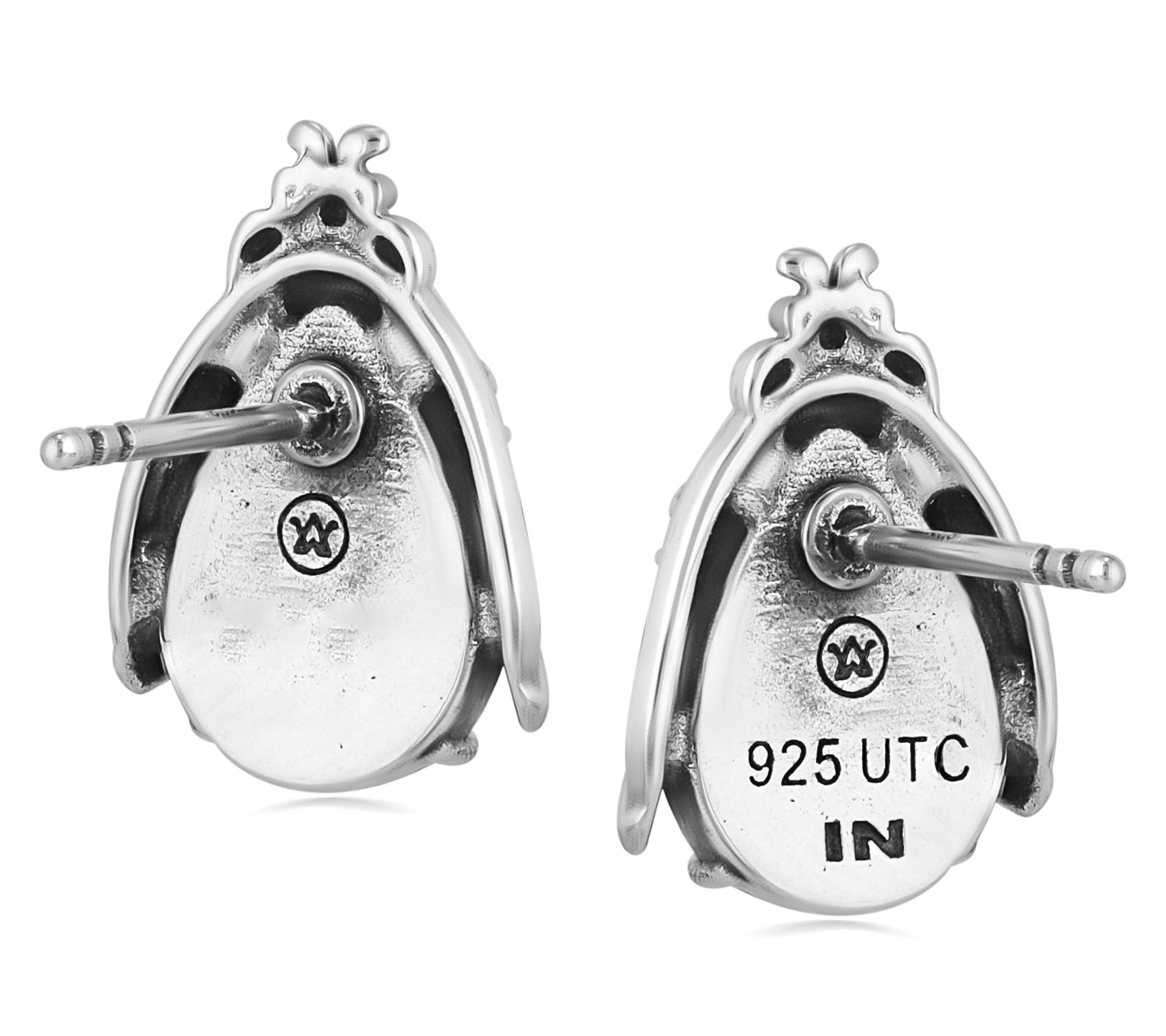 American West Sterling Ladybug Gemstone Stud Earrings