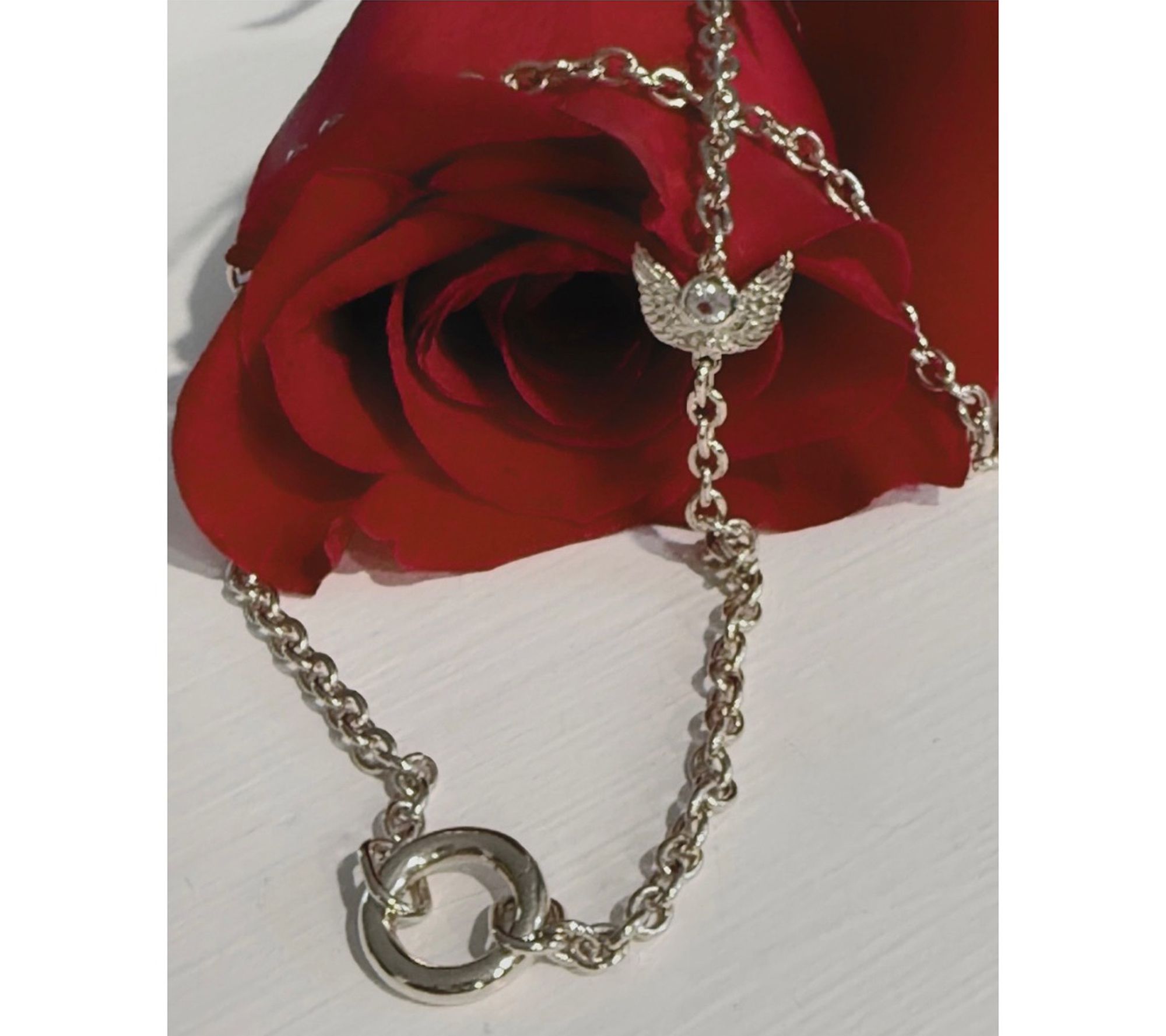 Goddaughters Sterling Angel on my Shoulder Charm Necklace