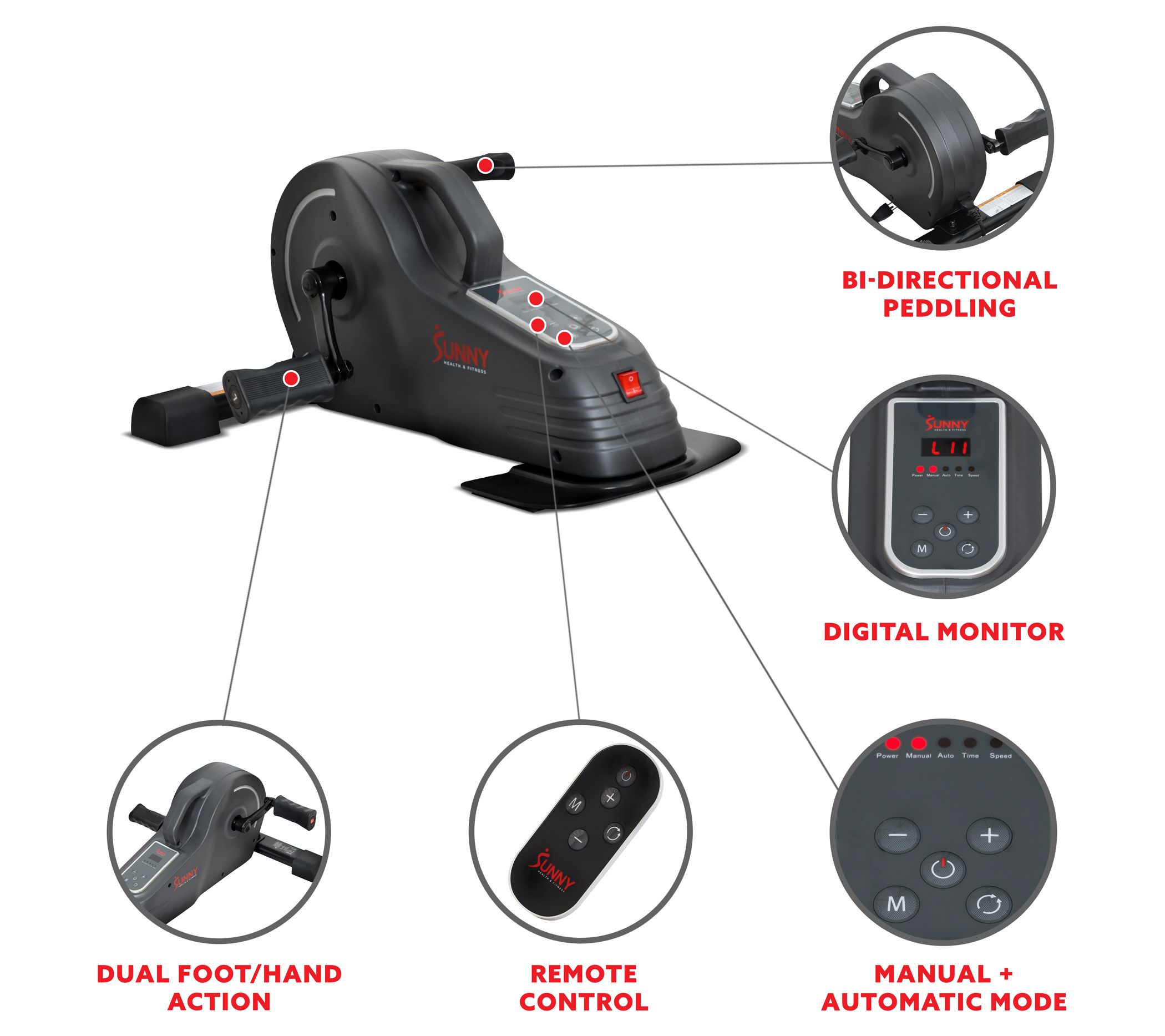 Sunny Health Fitness Motorized Under-Desk Bikeor Legs or Arm