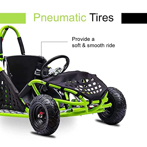1000W Brushless Electric Go Kart, 3-Speed Setting Go Kart W/ Forward & Reverse
