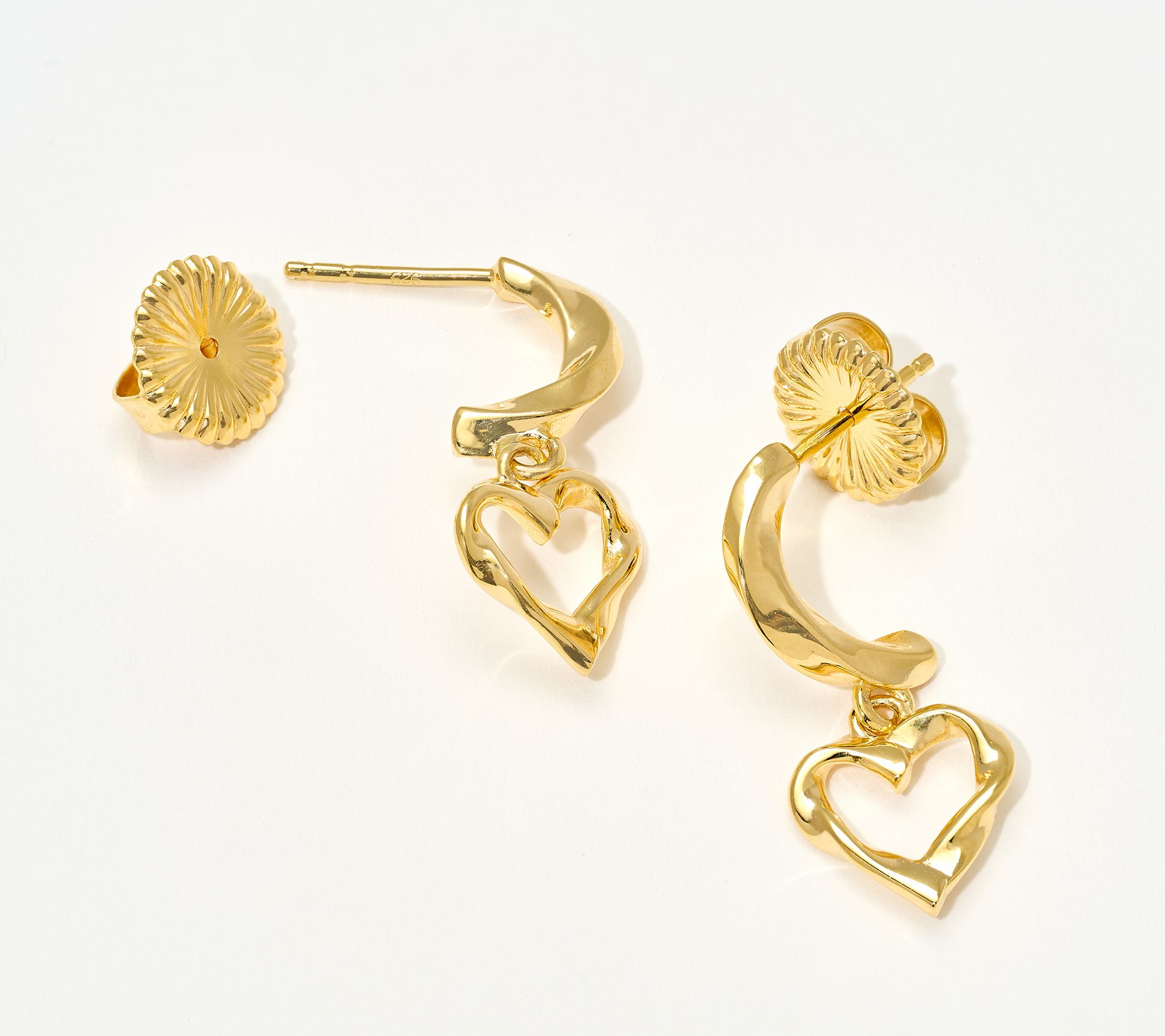 Christian James by Scott Grimes 14K Gold Clad Single Heart Drop Earrings