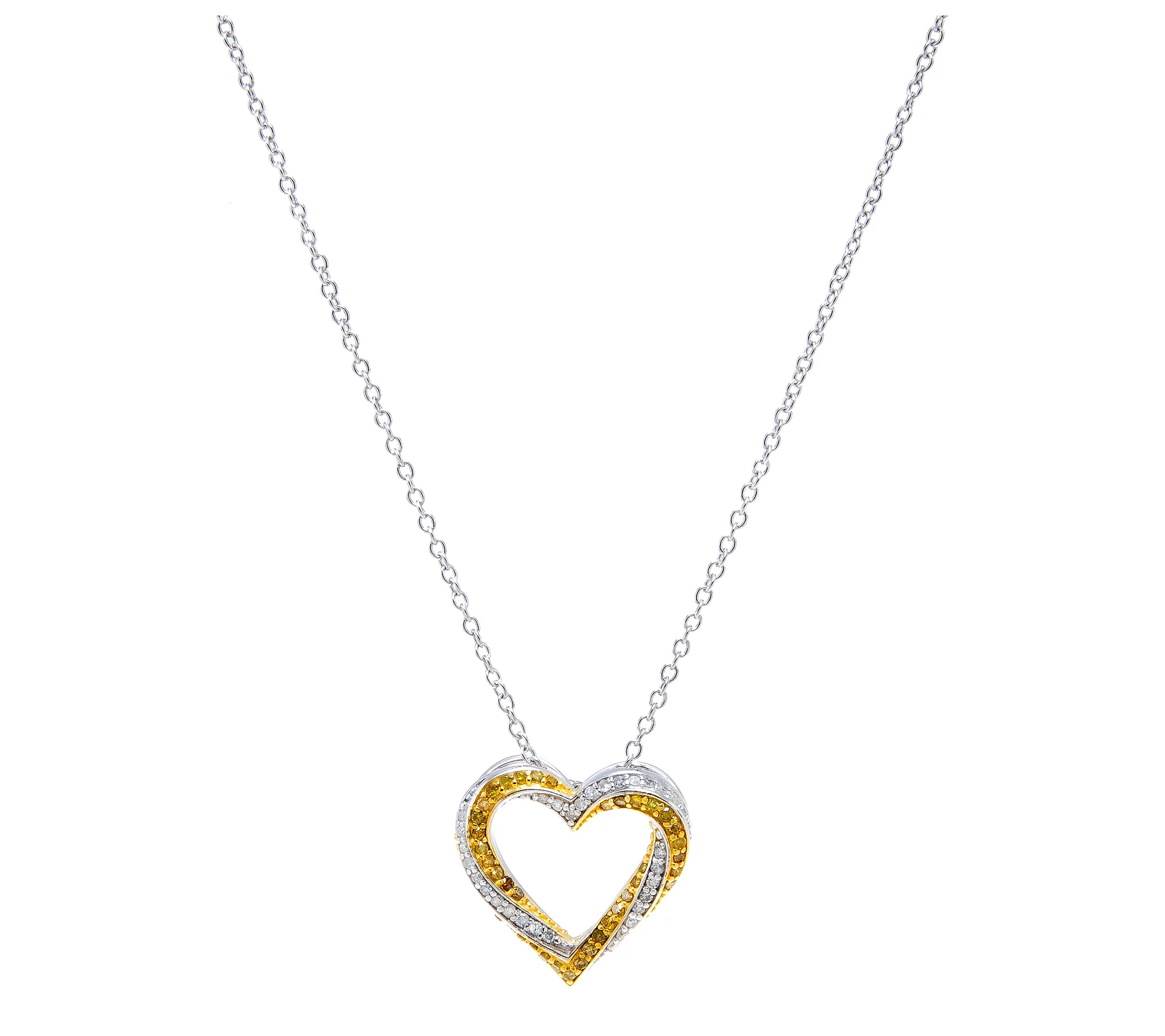 Affinity Diamonds Two-Tone Swirl Heart Necklace, Sterling