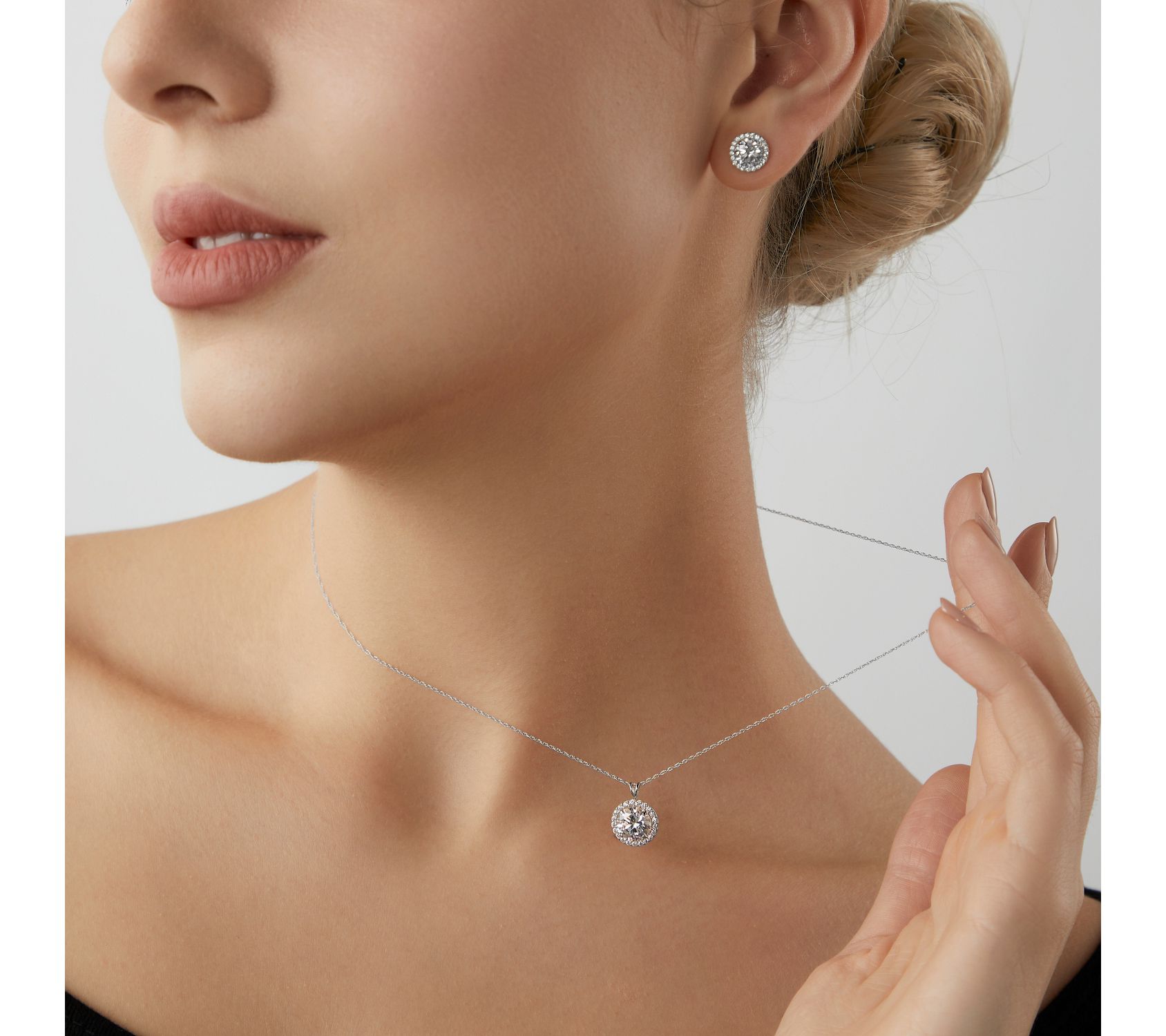 Diamonique 2.00 cttw Halo Stud Earrings, 14K Gold