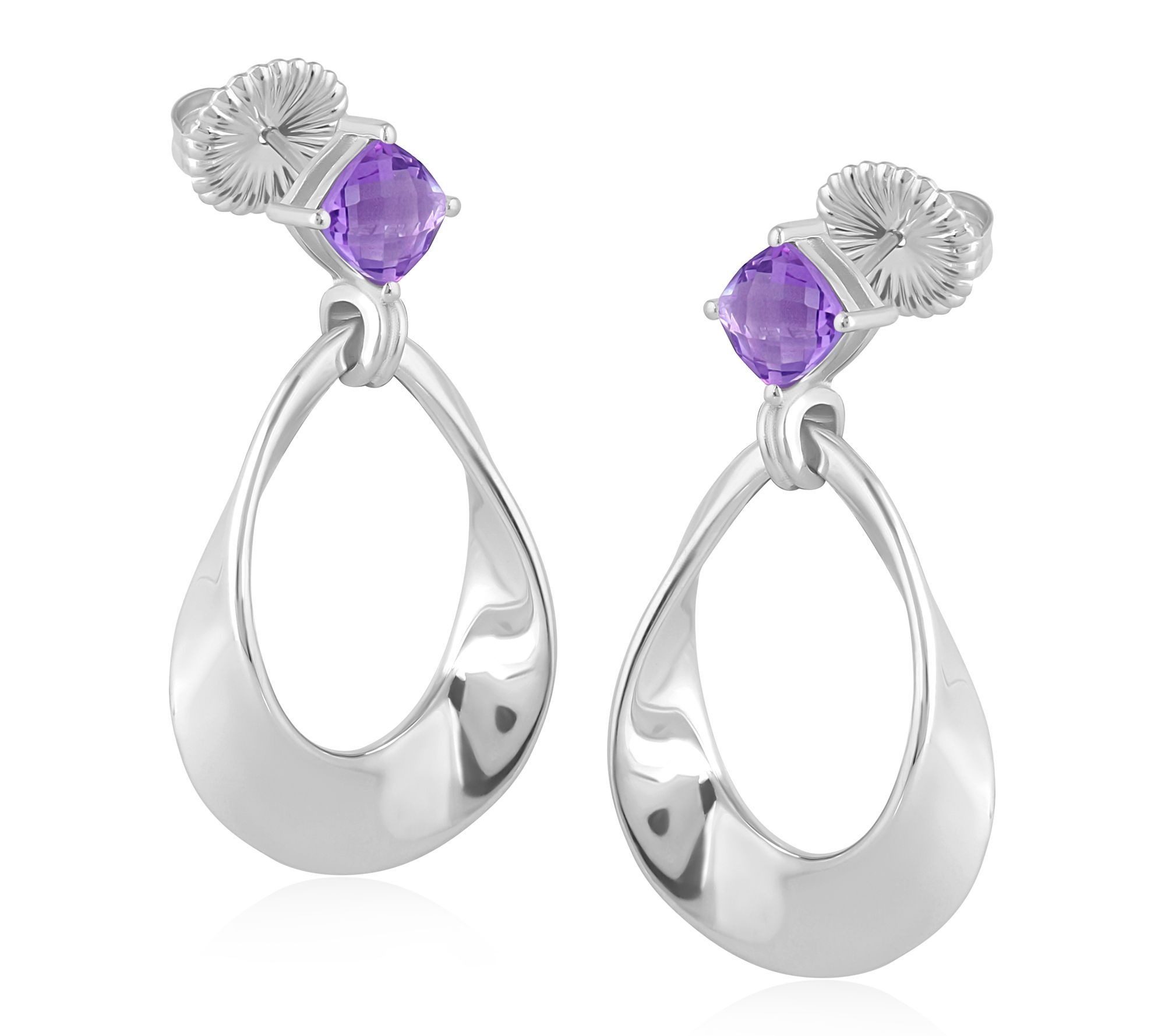 Christian James Sterling Silver Pear Gemstone Dangle Earrings