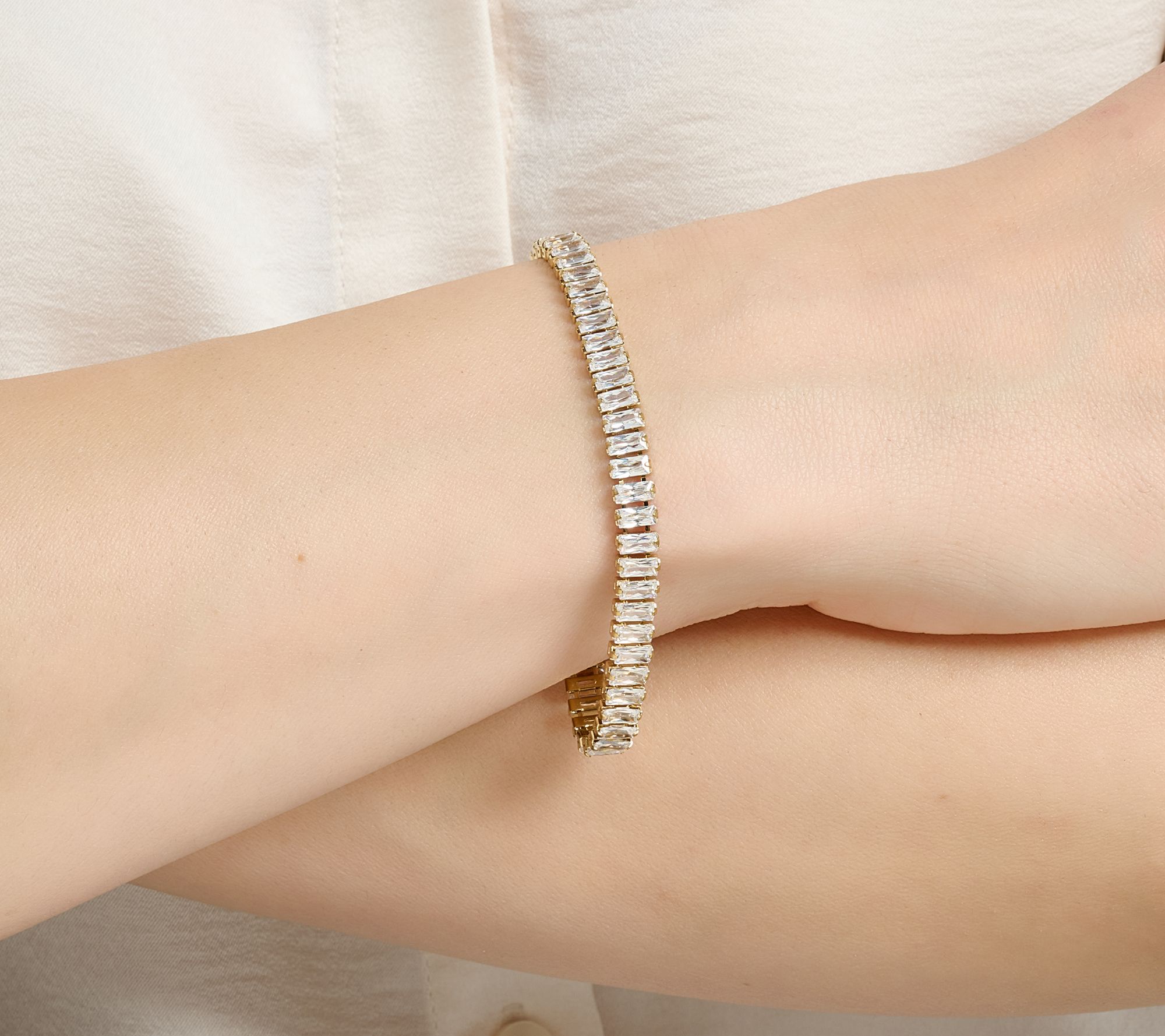 Steel by Diamonique Baguette Cut Tennis Bracelet Bracelet