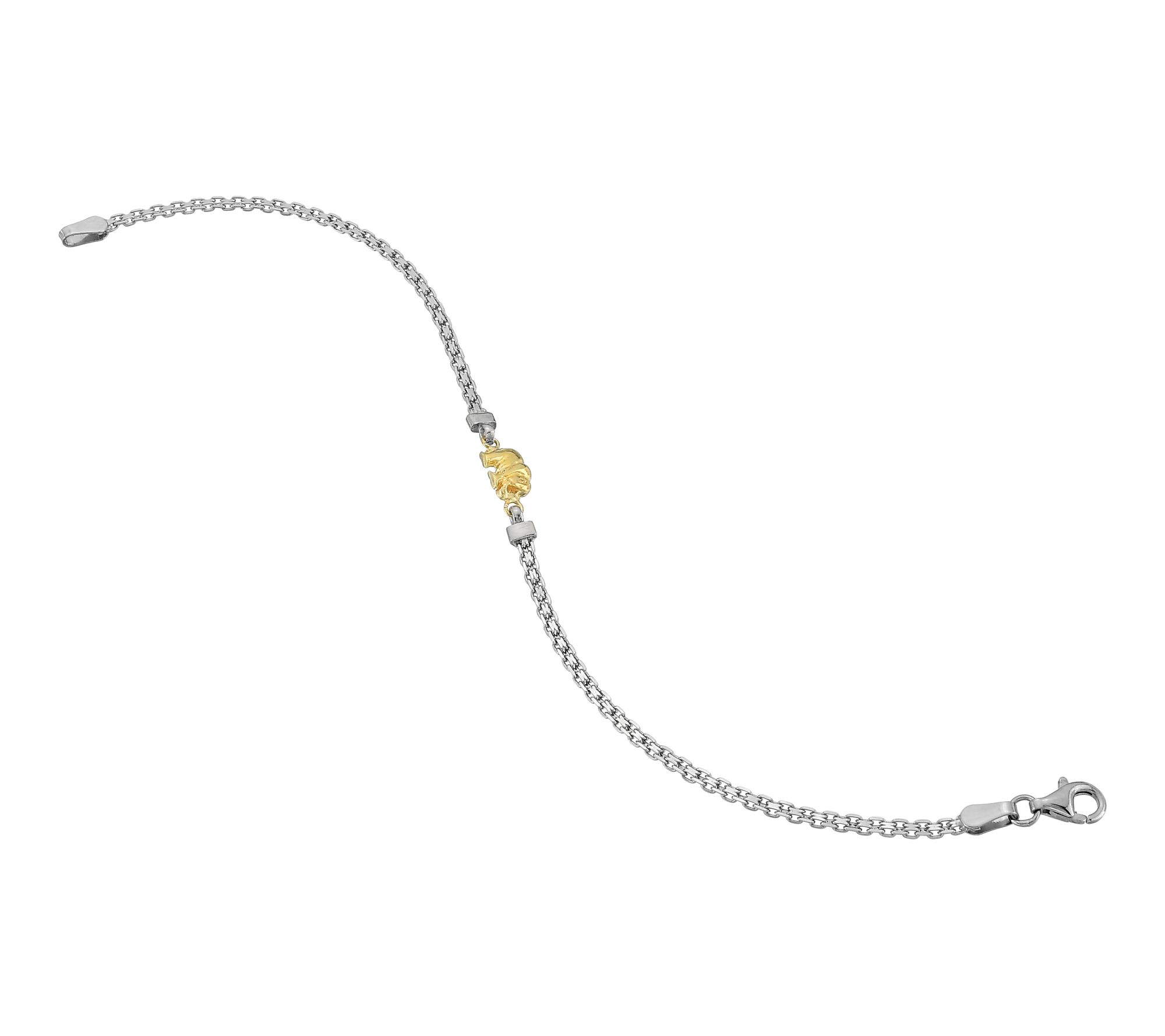 Silver Style Two-Tone Elephant Bismark Bracelet, Sterling