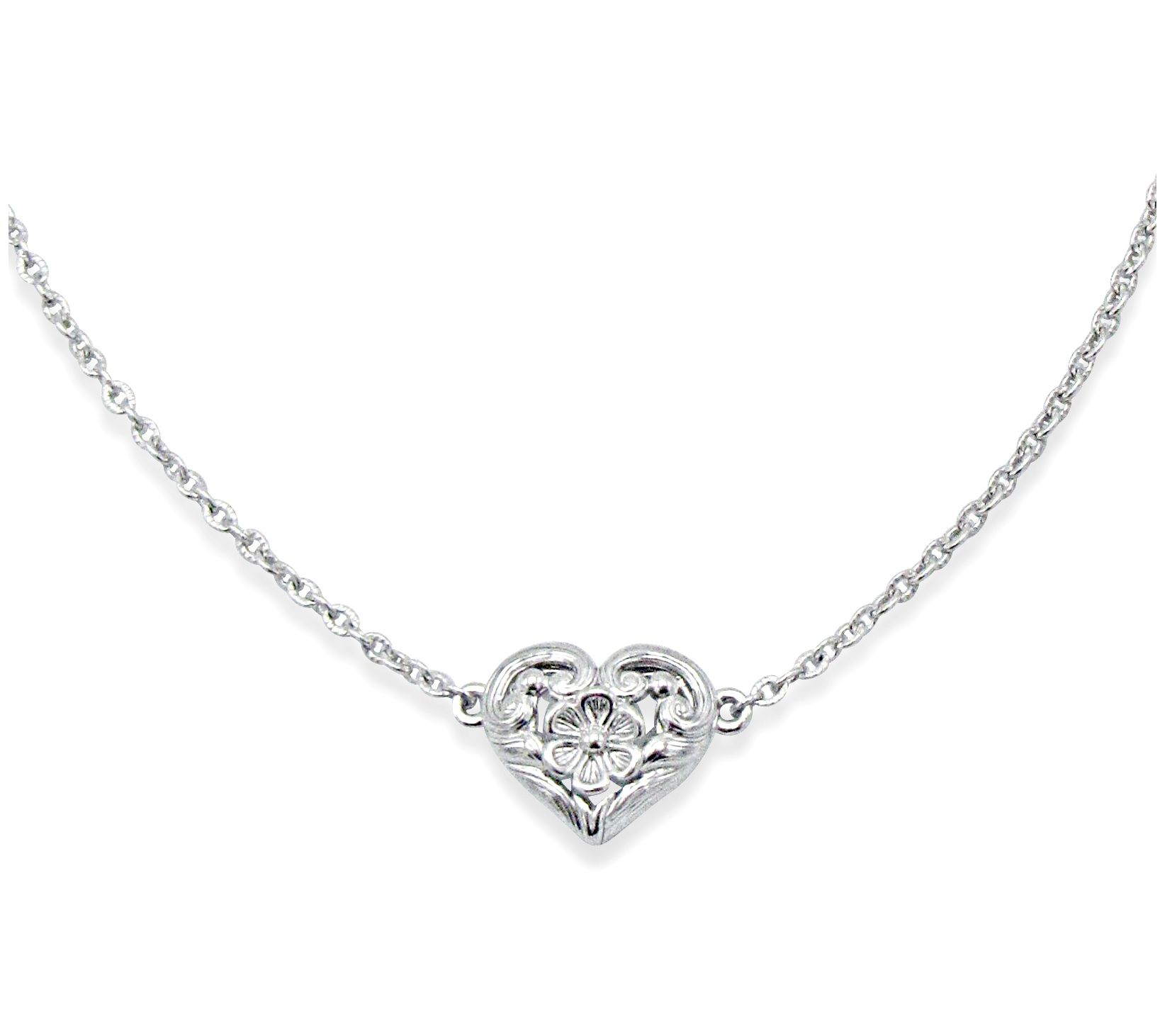 Ariva Sterling Silver Filigree Heart Ankle Bracelet