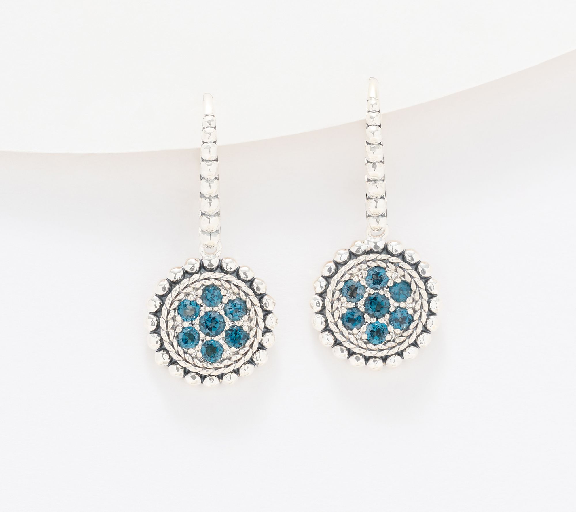 JAI Sterling Silver Exotic Gemstone Pave Earrings
