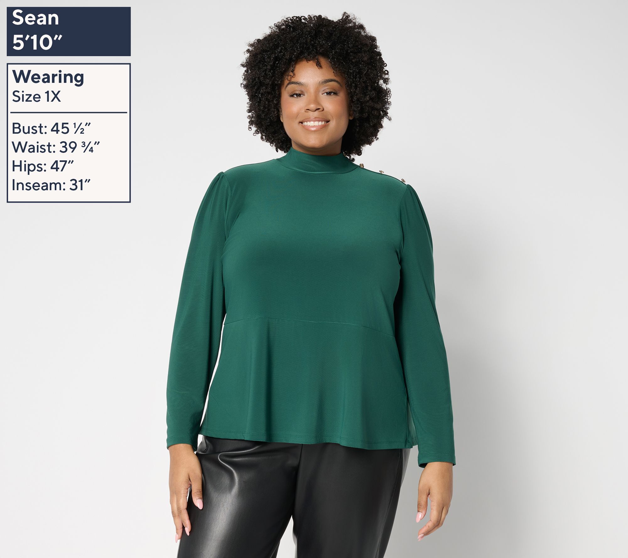 Dennis Basso Regular Italia Knit Mock Neck Soft Peplum Top