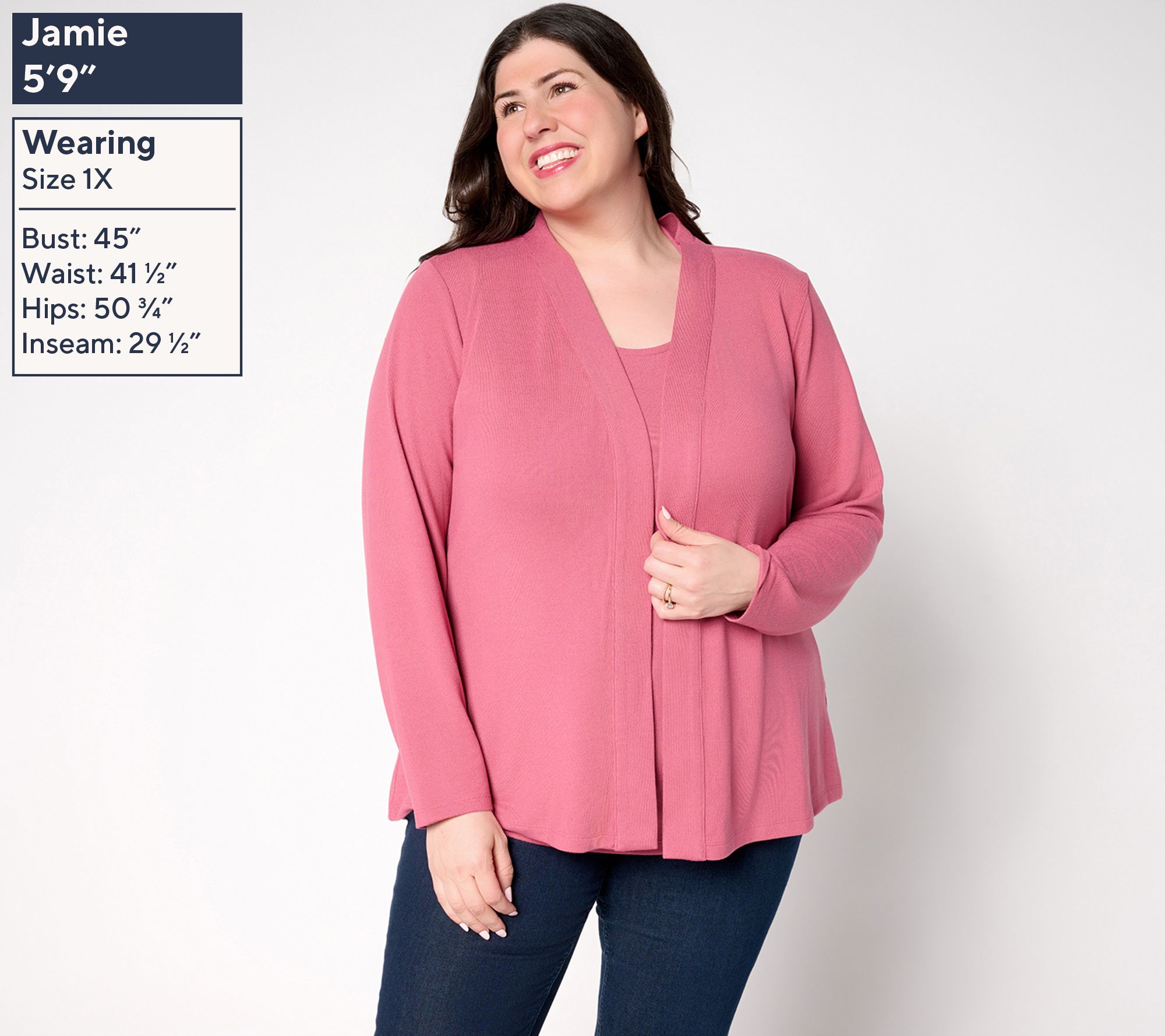 Denim & Co. Essentials Heavenly Jersey Cardigan/Tank Twin Set