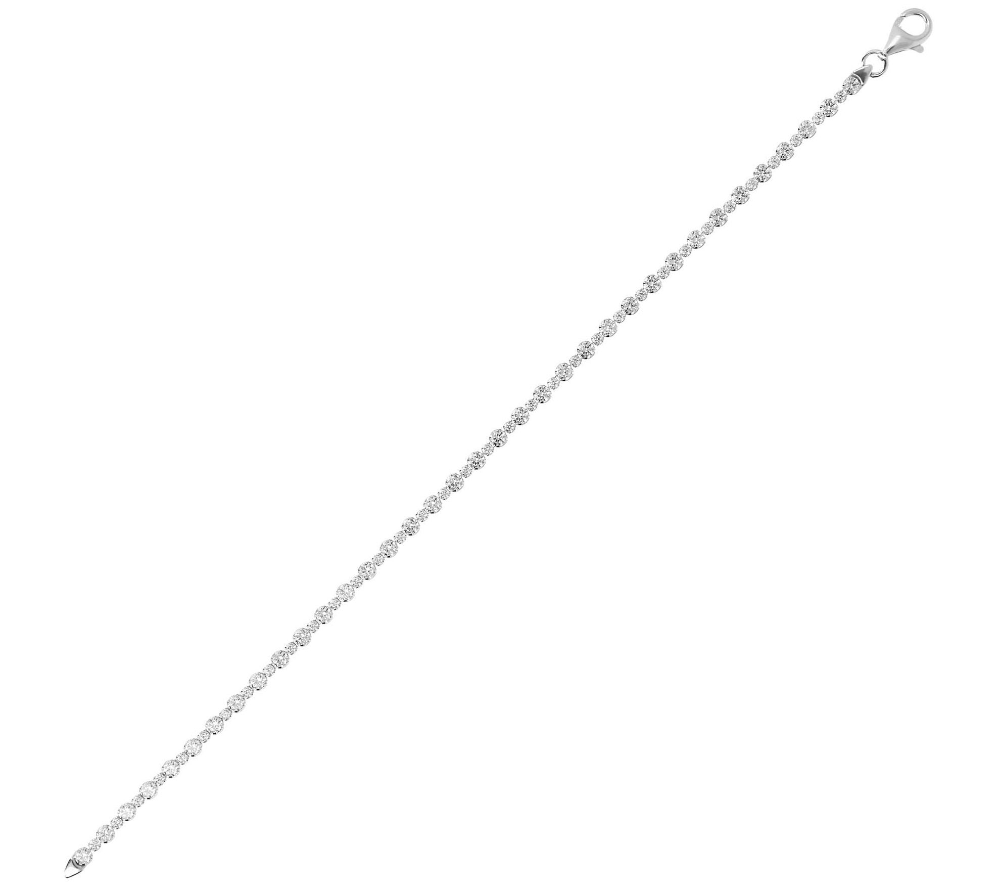 Diamonique Alternating Round Cut Tennis Bracelet, Sterling