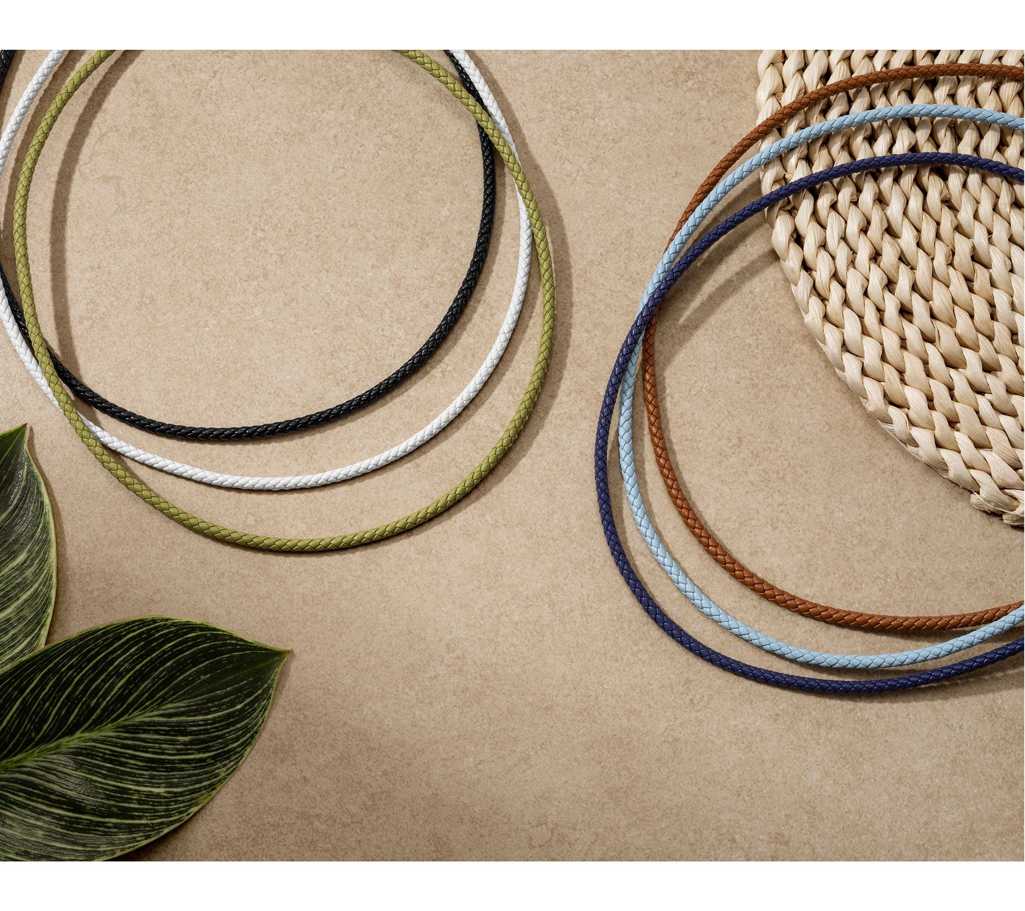 JAI Sterling Silver Braided Genuine Leather 22