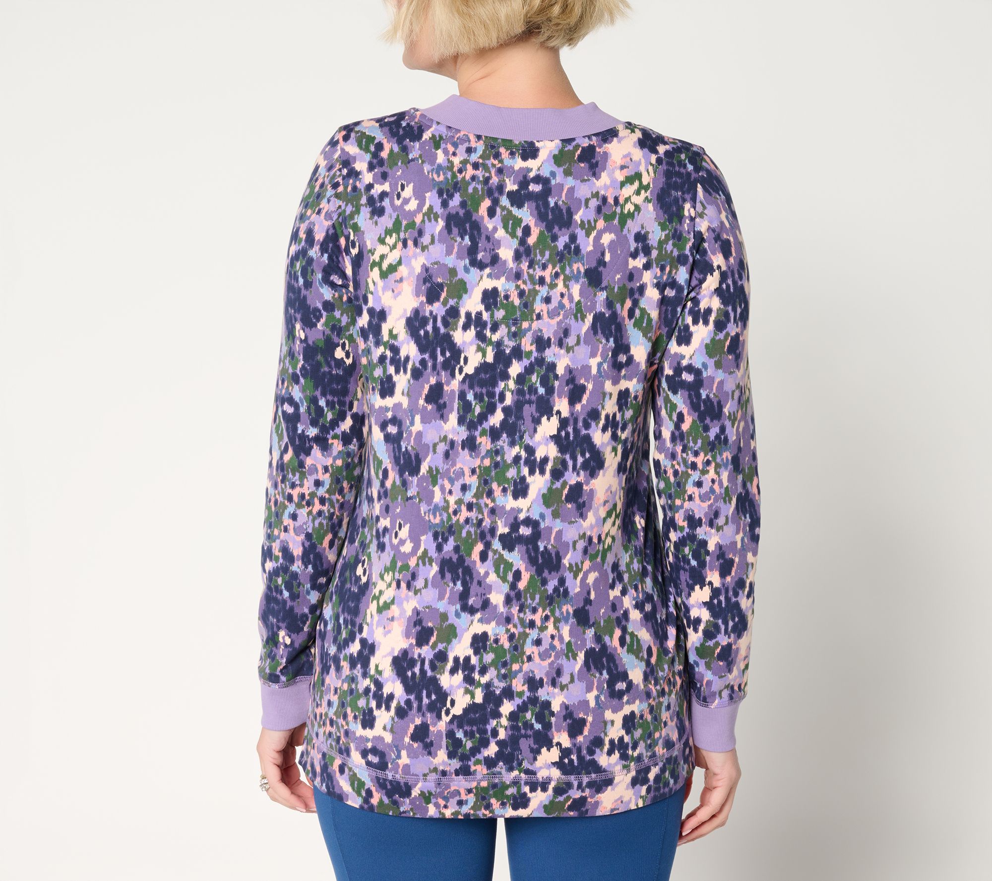 Denim & Co. Active Regular Brushed Back French Terry Printed Tunic