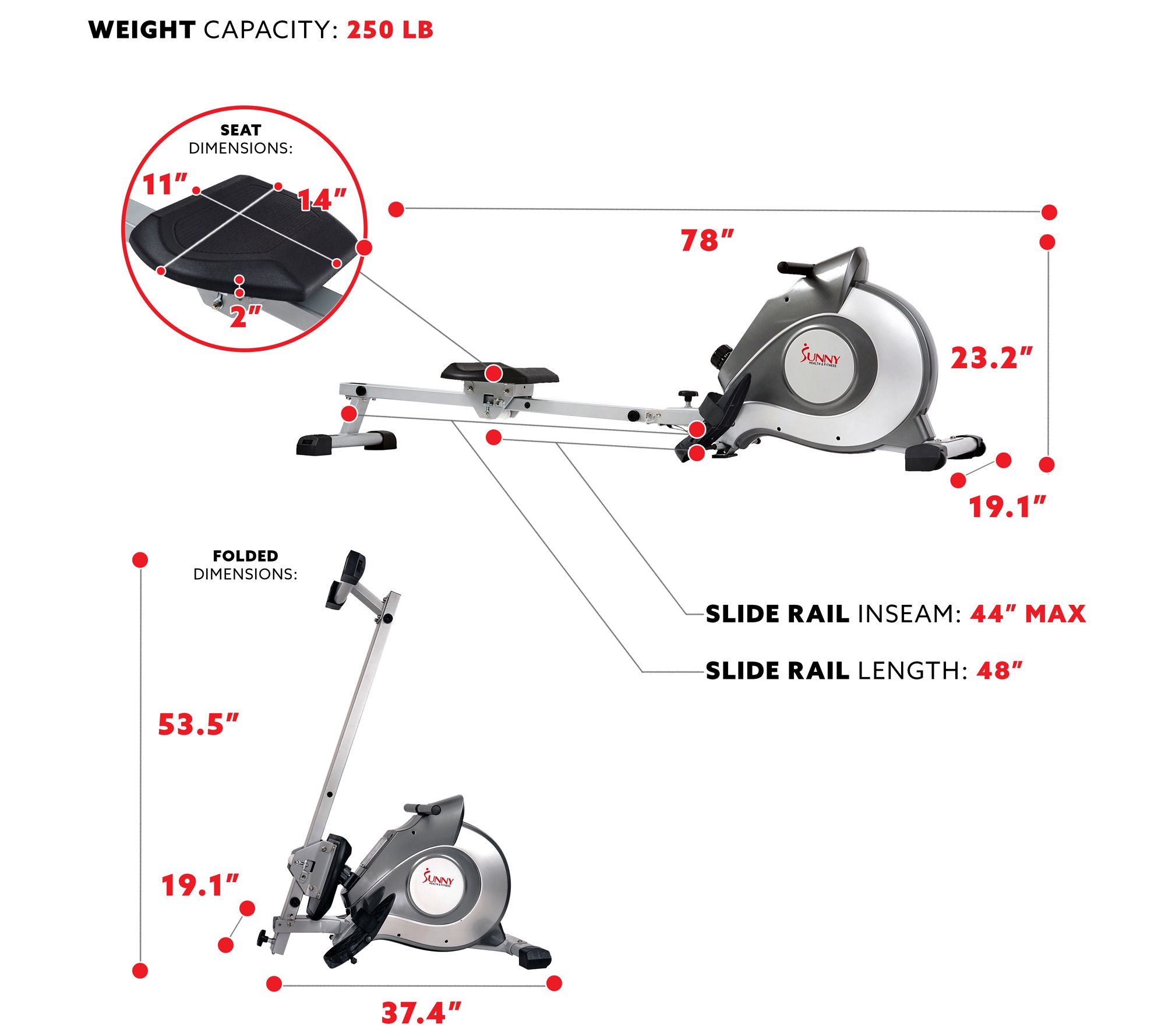 Sunny Health & Fitness SF-RW5515 Magnetic Rowing Machine