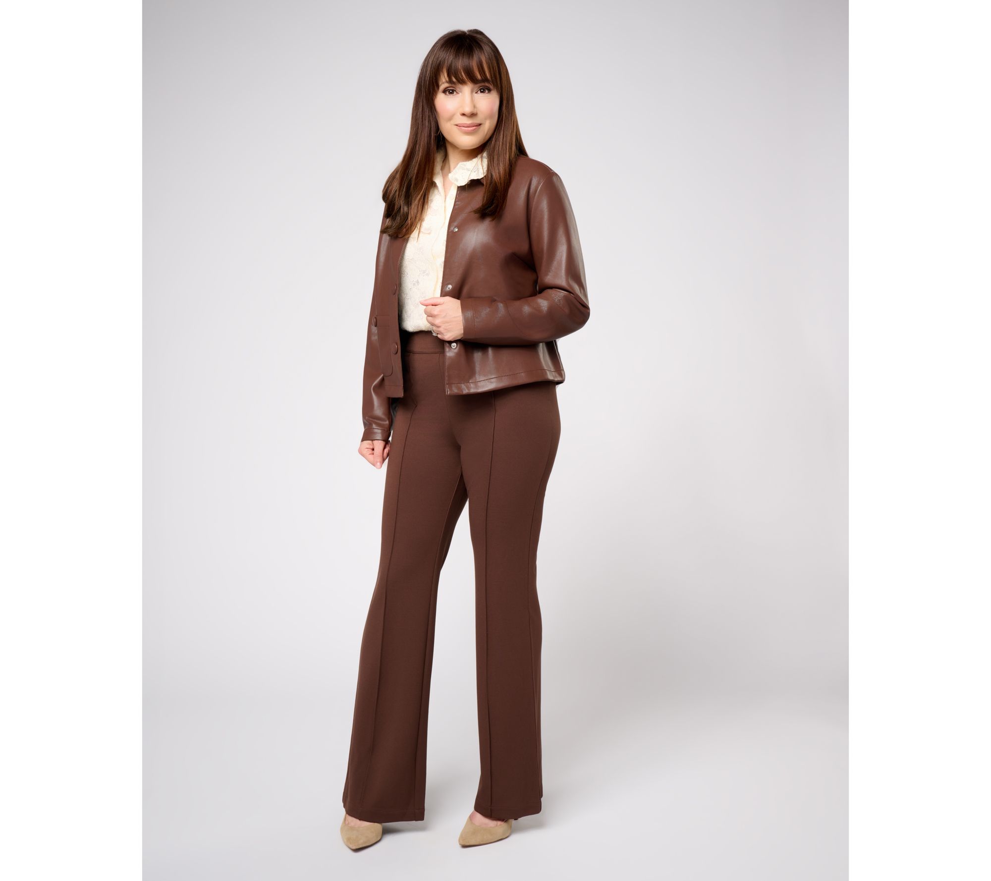 Studio Park x Sandra Bennett Faux Leather Snap Front Jacket