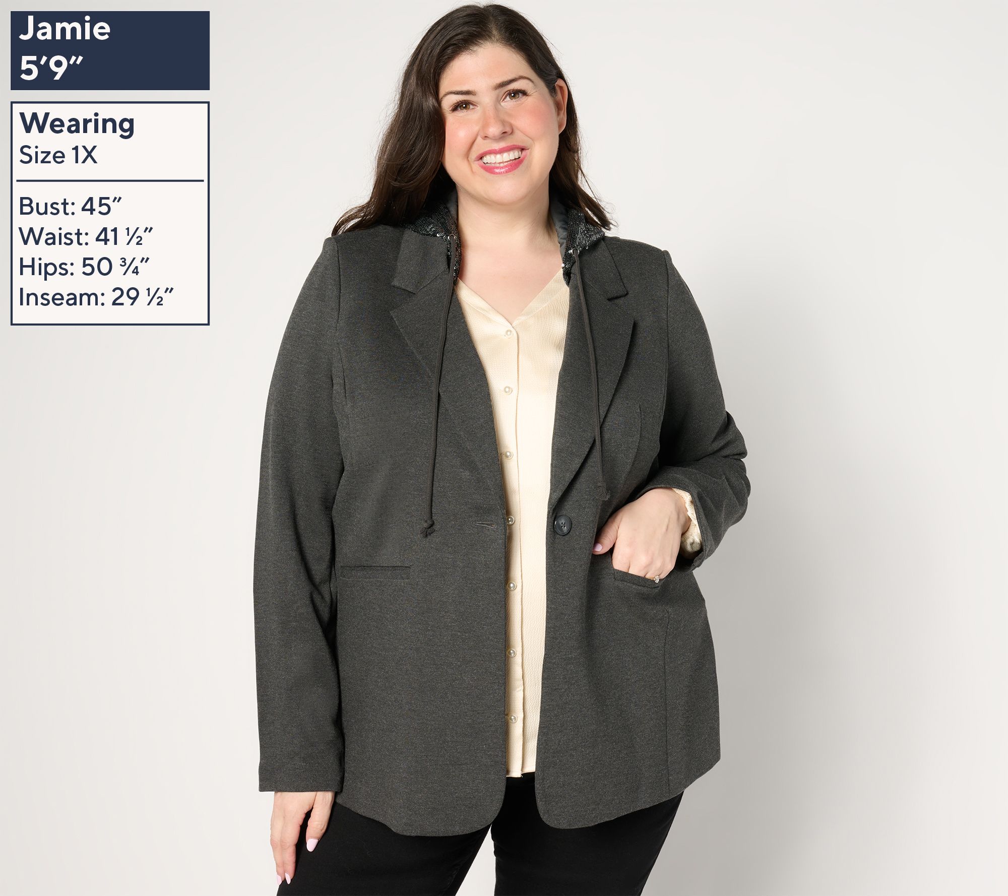 Jingle Belles by Kim Gravel Shine On Sequin Chic Ponte Blazer