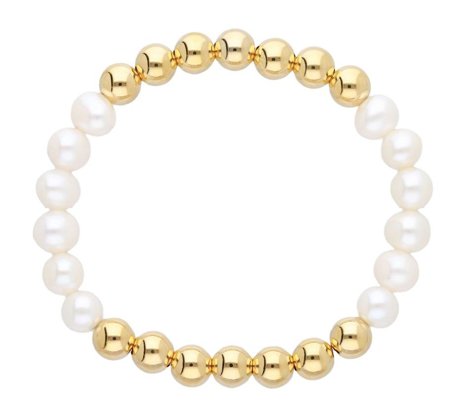Elyse Ryan 14K Gold Clad Bead & Cultured Pearl Bracelet