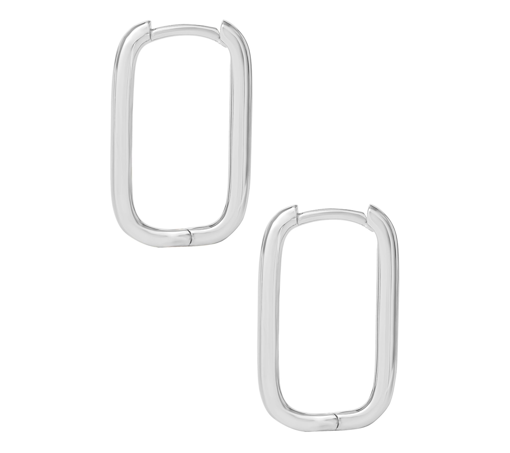 Silver Style Polished U Shape Hoop Earrings, Sterling