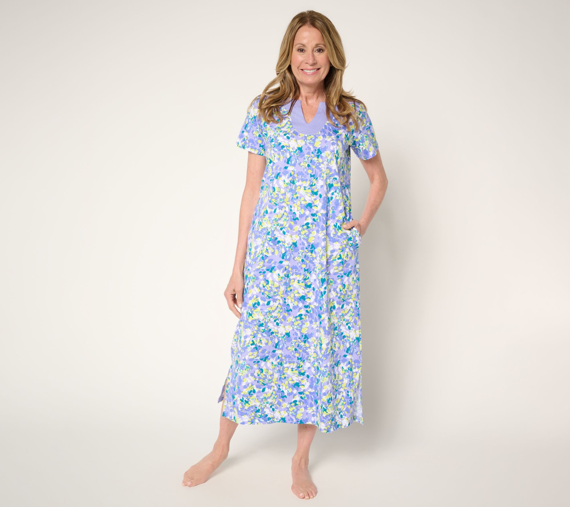 Carole Hochman 100% Cotton Maxi Dress with Trapunto Detail