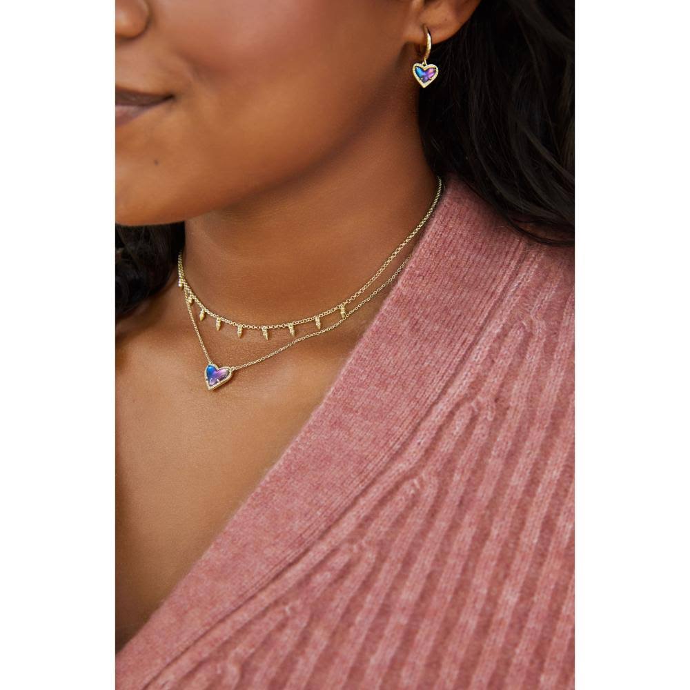 Kendra Scott Ari Heart Gold Short Pendant Necklace - Magenta Magnesite