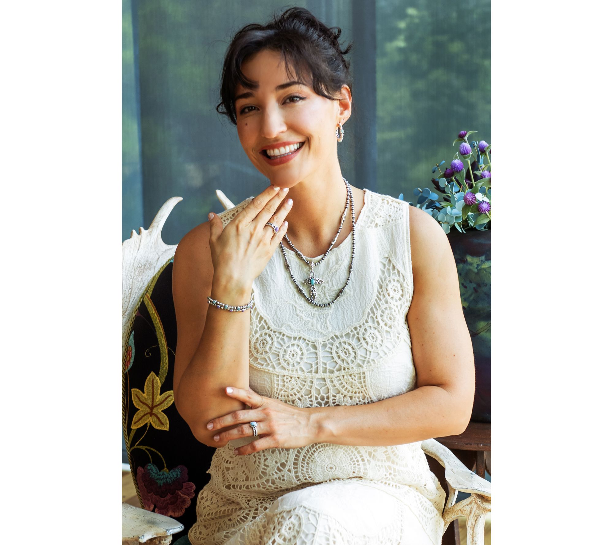 American West Sterling Silver Gemstone Concha Tennis 1