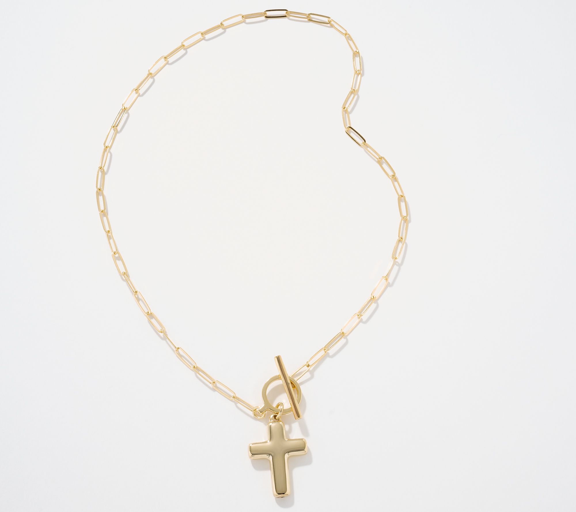 UltraFine 950 Silver Charm Toggle 18K Plat Paperclip Necklace, 10g