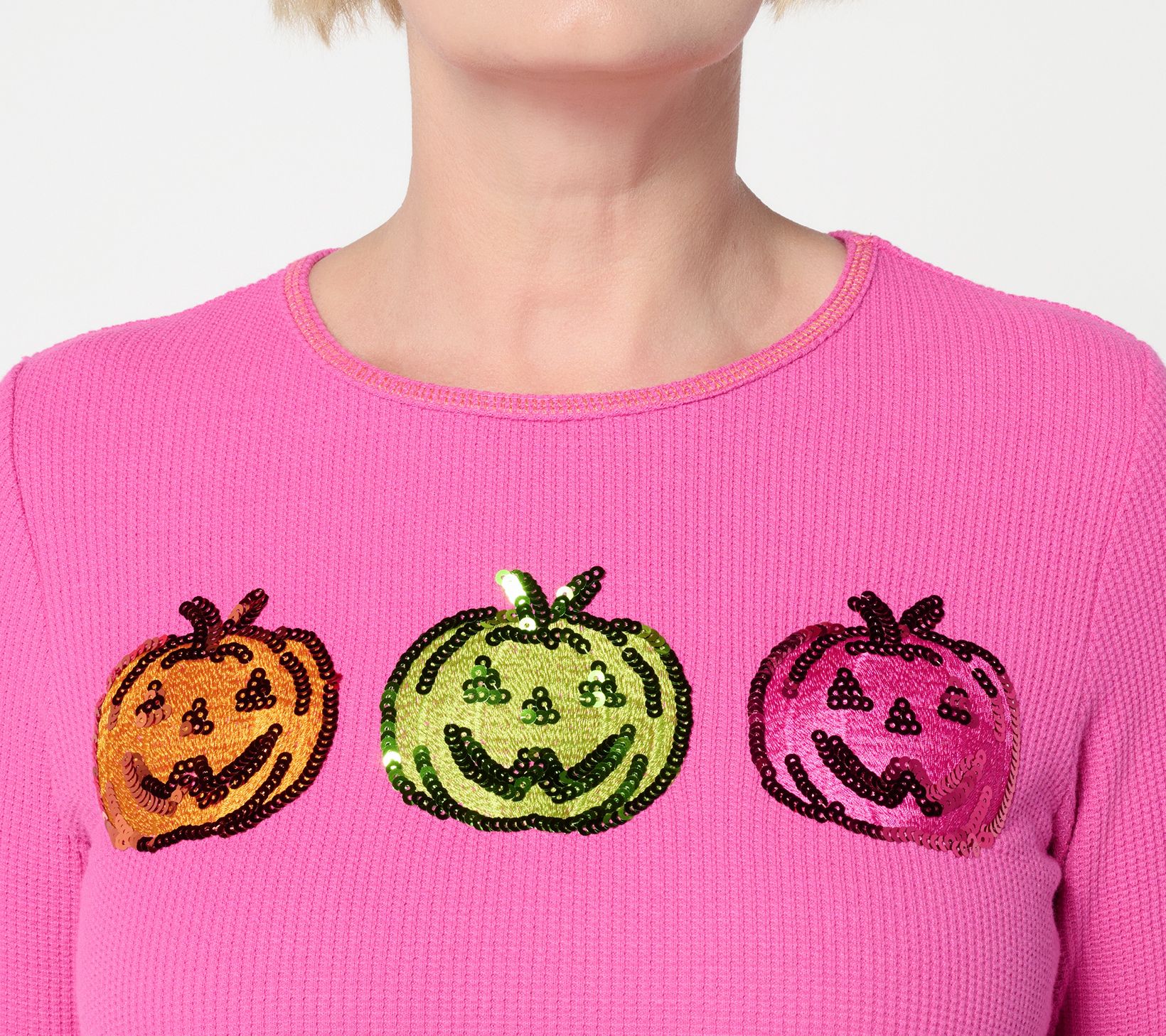 Quacker Factory Triple Treat Waffle Contrast Trim Top