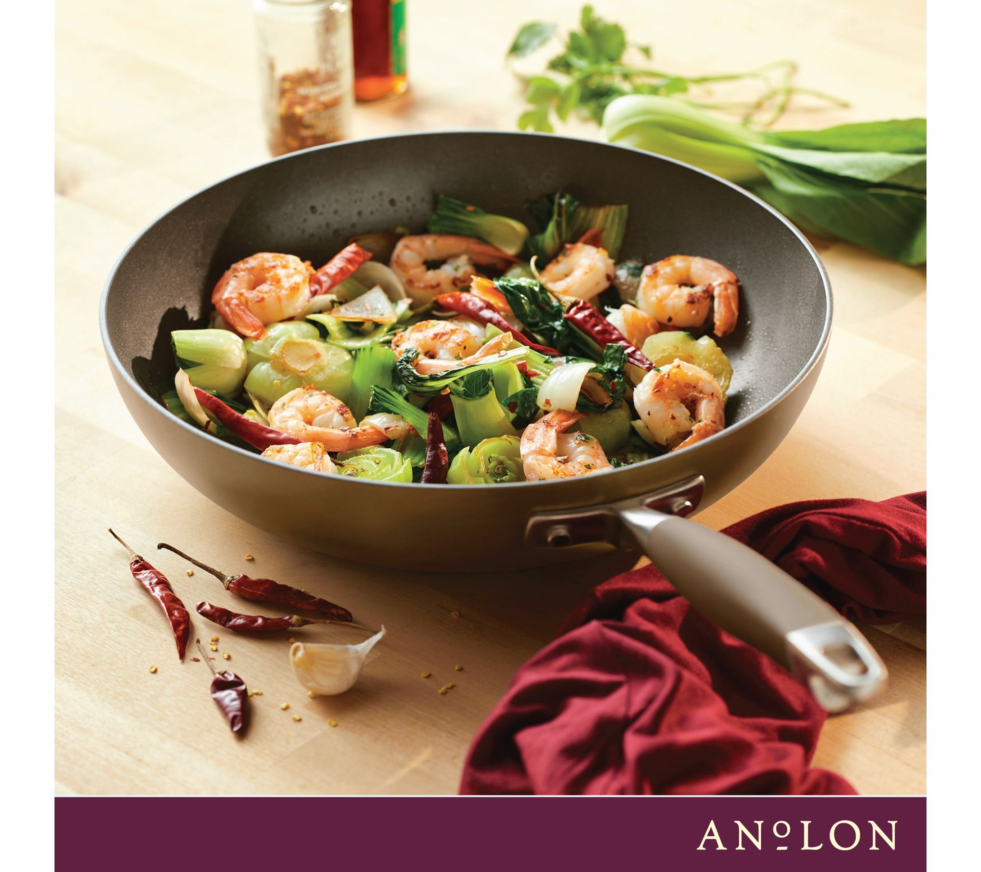 Anolon Advanced Home Hard-Anodized Nonstick Stir Fry Pan, 12in