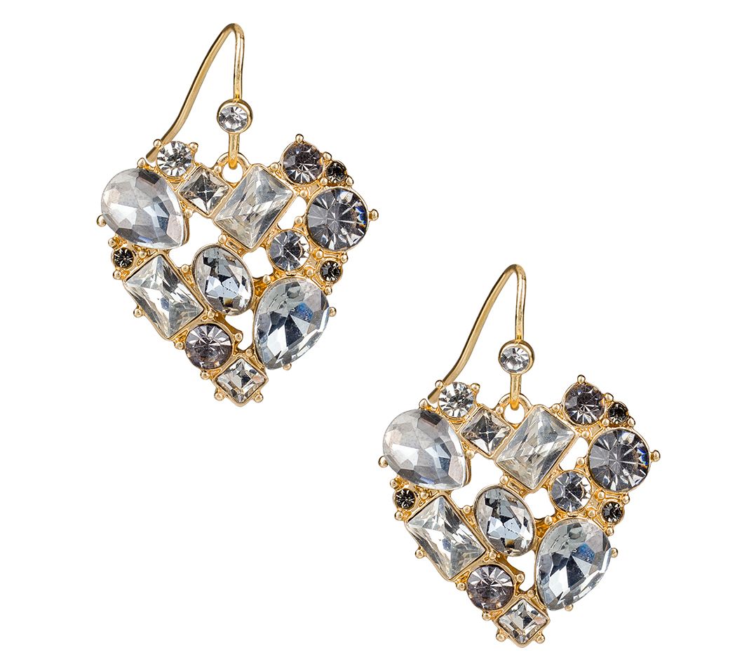 Patricia Nash Crystal Heart Drop Earrings