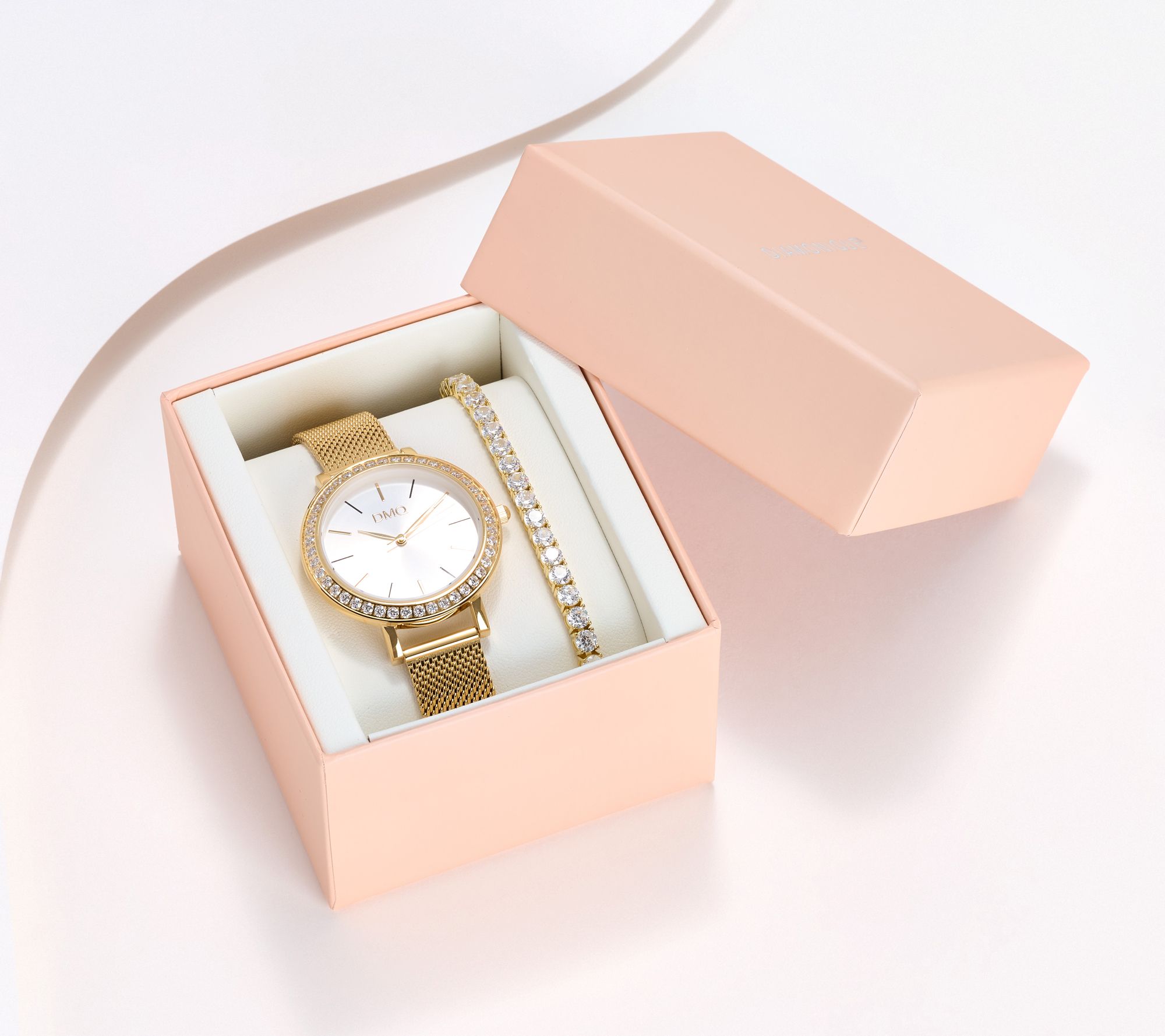 Diamonique Tennis Bracelet and Watch Set, Sterling Silver