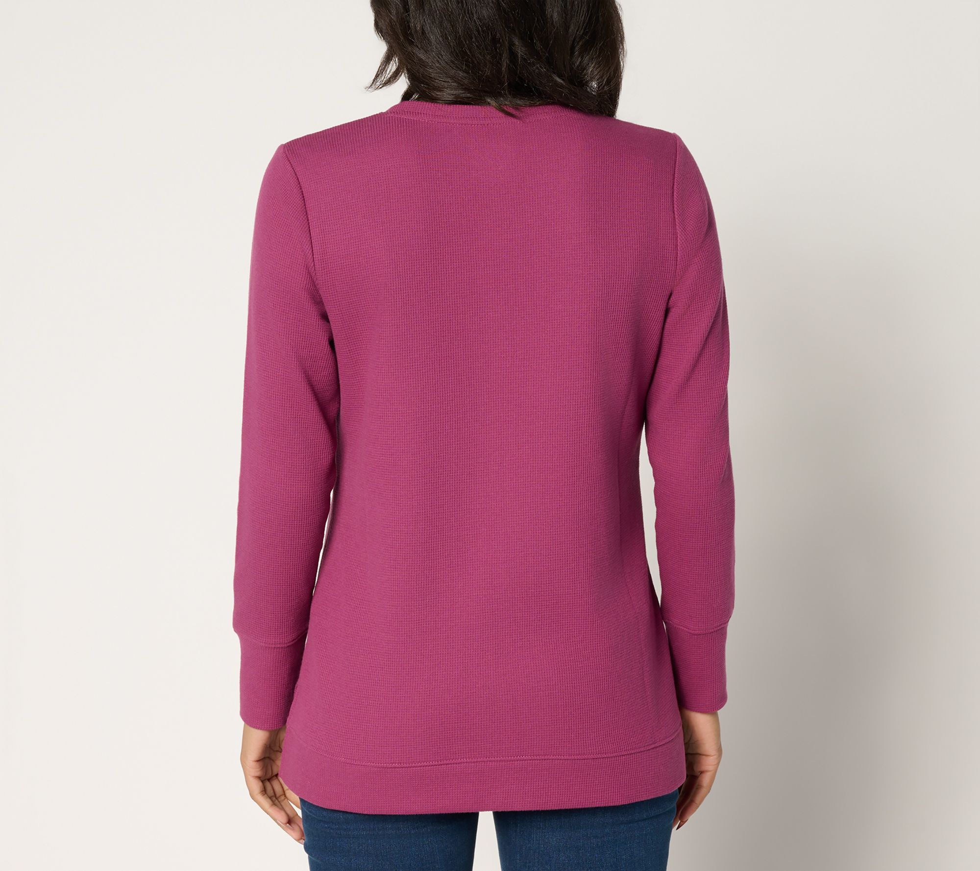 Denim & Co. Essentials Regular Waffle Knit V-Neck Tunic