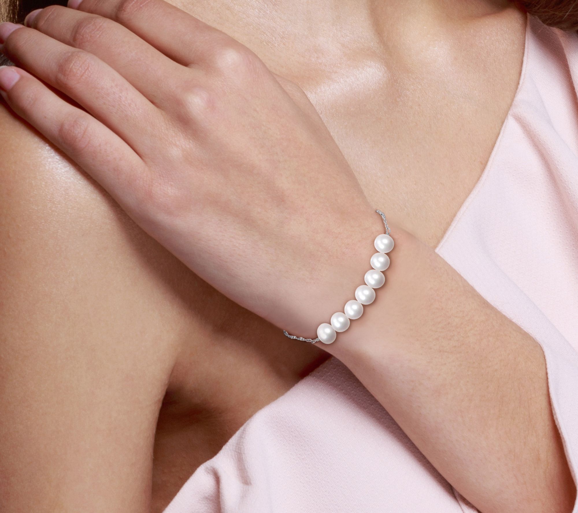 Affinity Cultured Pearl Adjustable Bracelet, Sterling Silver